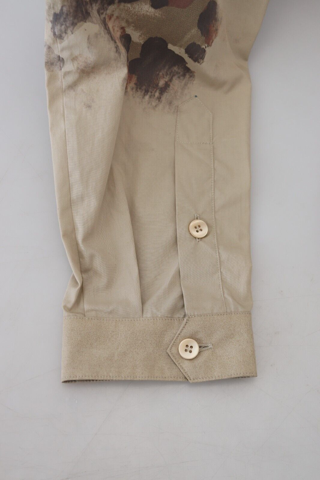 Beige Camouflage Cotton Long Sleeves Shirt - ventzia