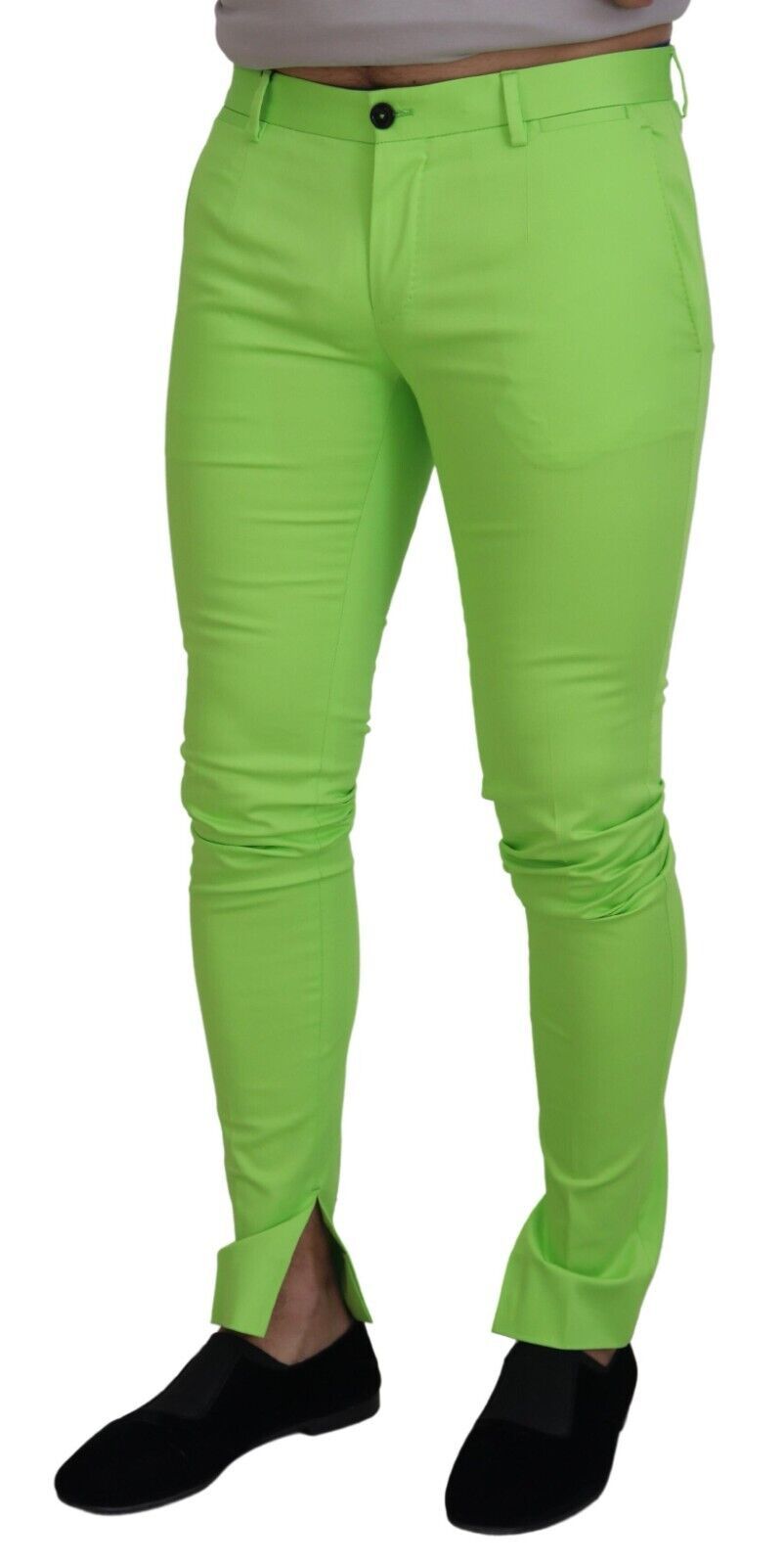 Light Green Cotton Skinny Men Trousers Pants - ventzia