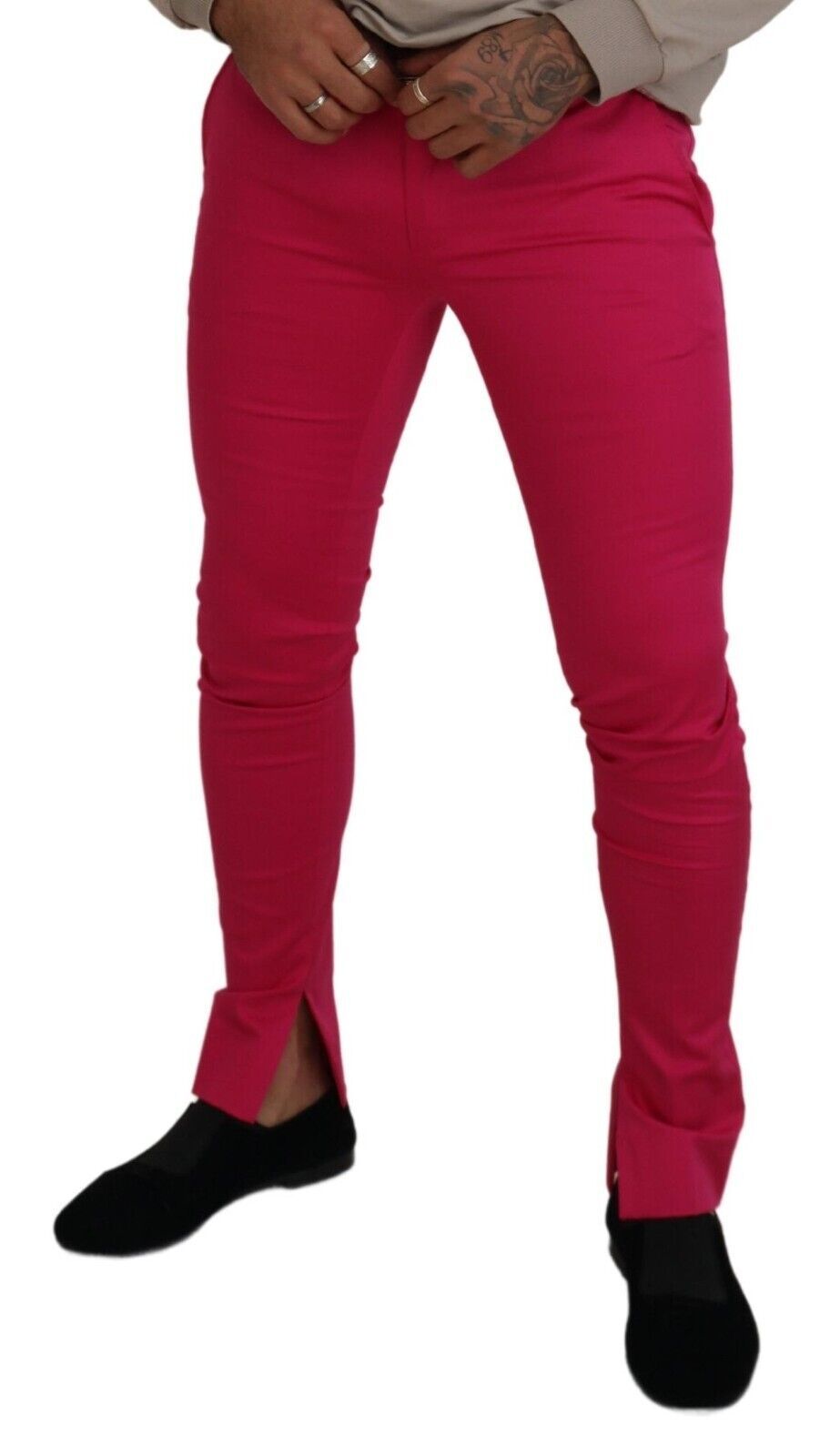 Pink Zipper Buckle Waist Trousers Pants - ventzia