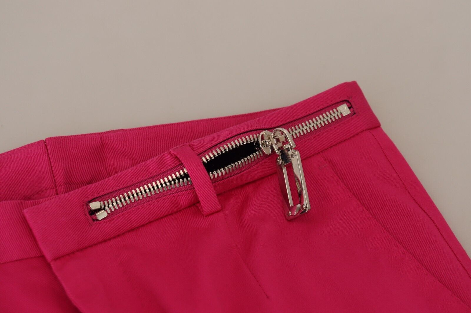 Pink Zipper Buckle Waist Trousers Pants - ventzia