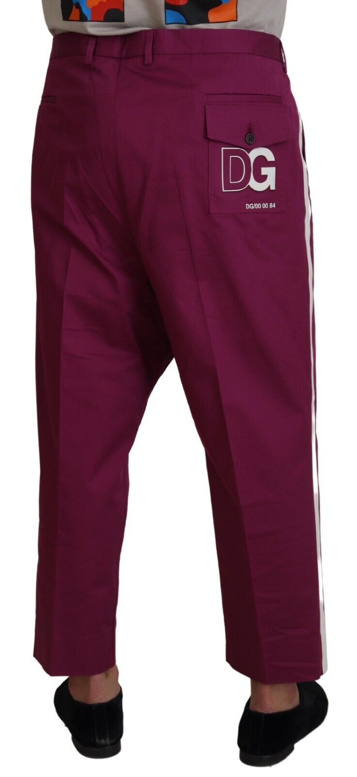 Magenta Cotton DG Logo Pocket Trouser Pants - ventzia