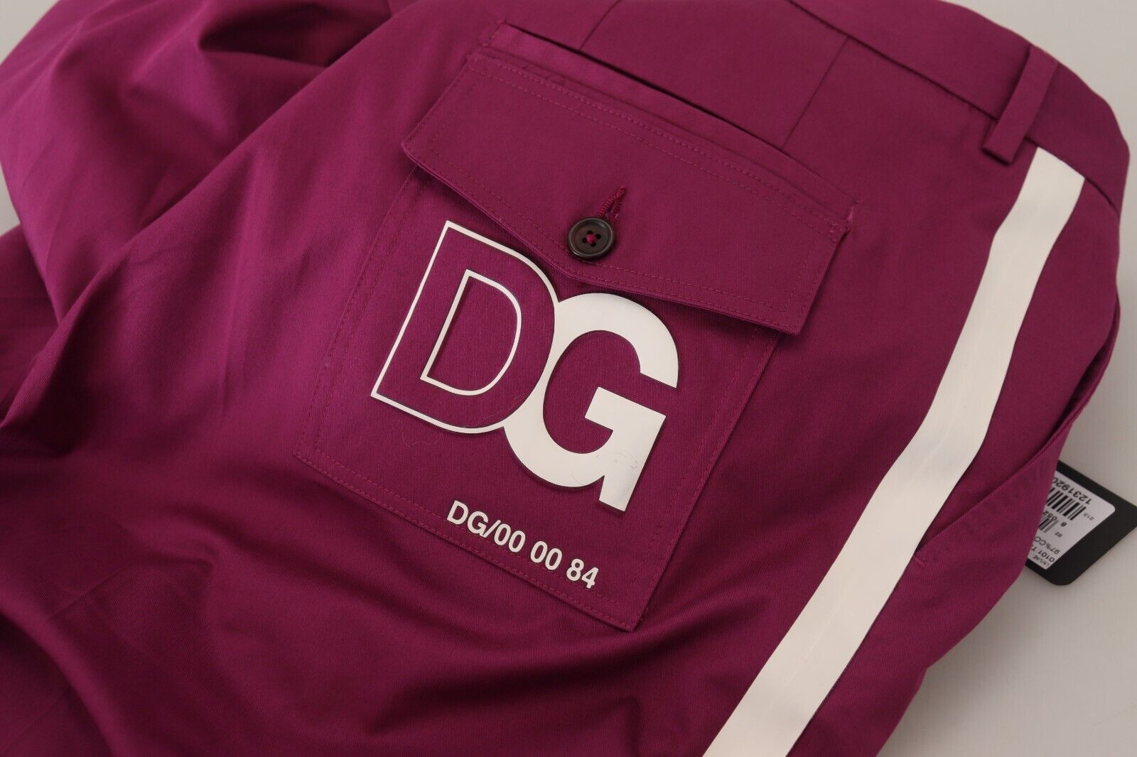 Magenta Cotton DG Logo Pocket Trouser Pants - ventzia