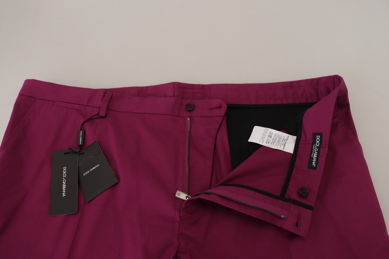 Magenta Cotton DG Logo Pocket Trouser Pants - ventzia