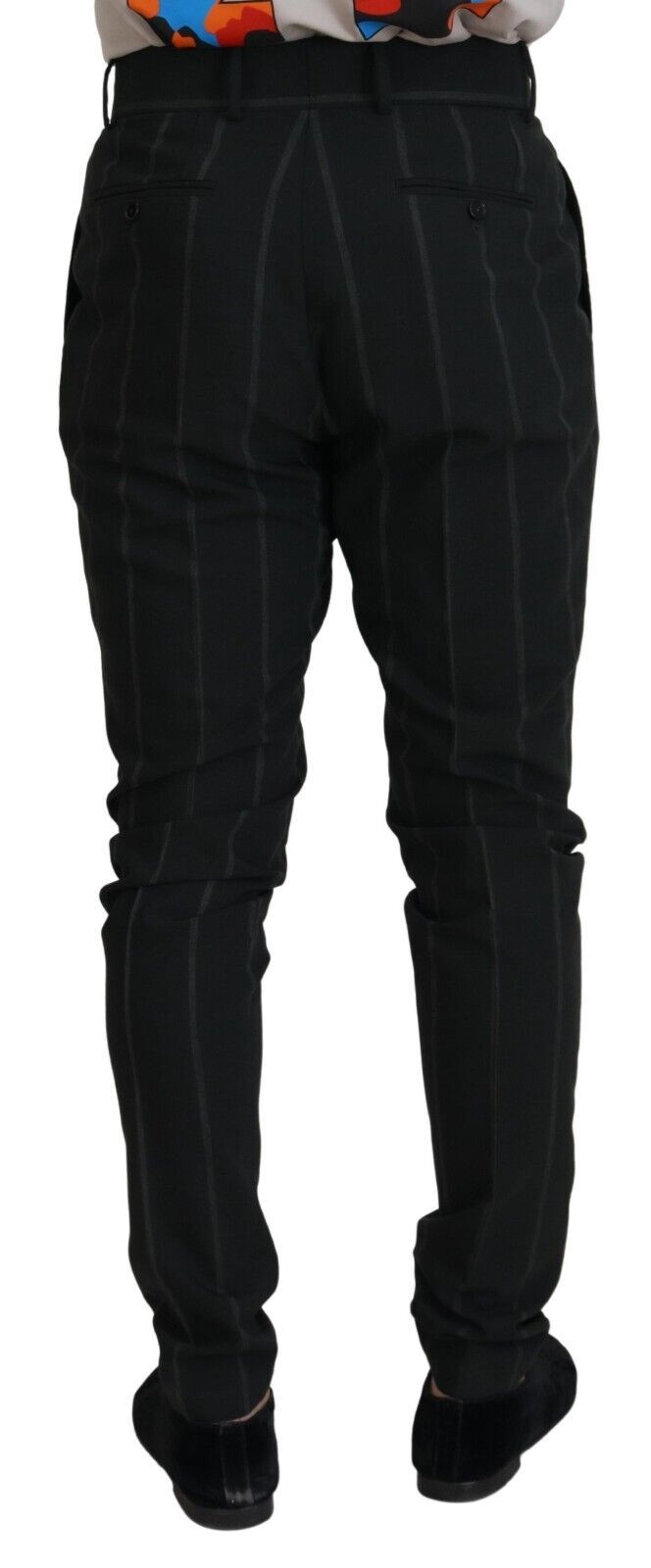 Black Striped Men Trousers Cotton Pants - ventzia