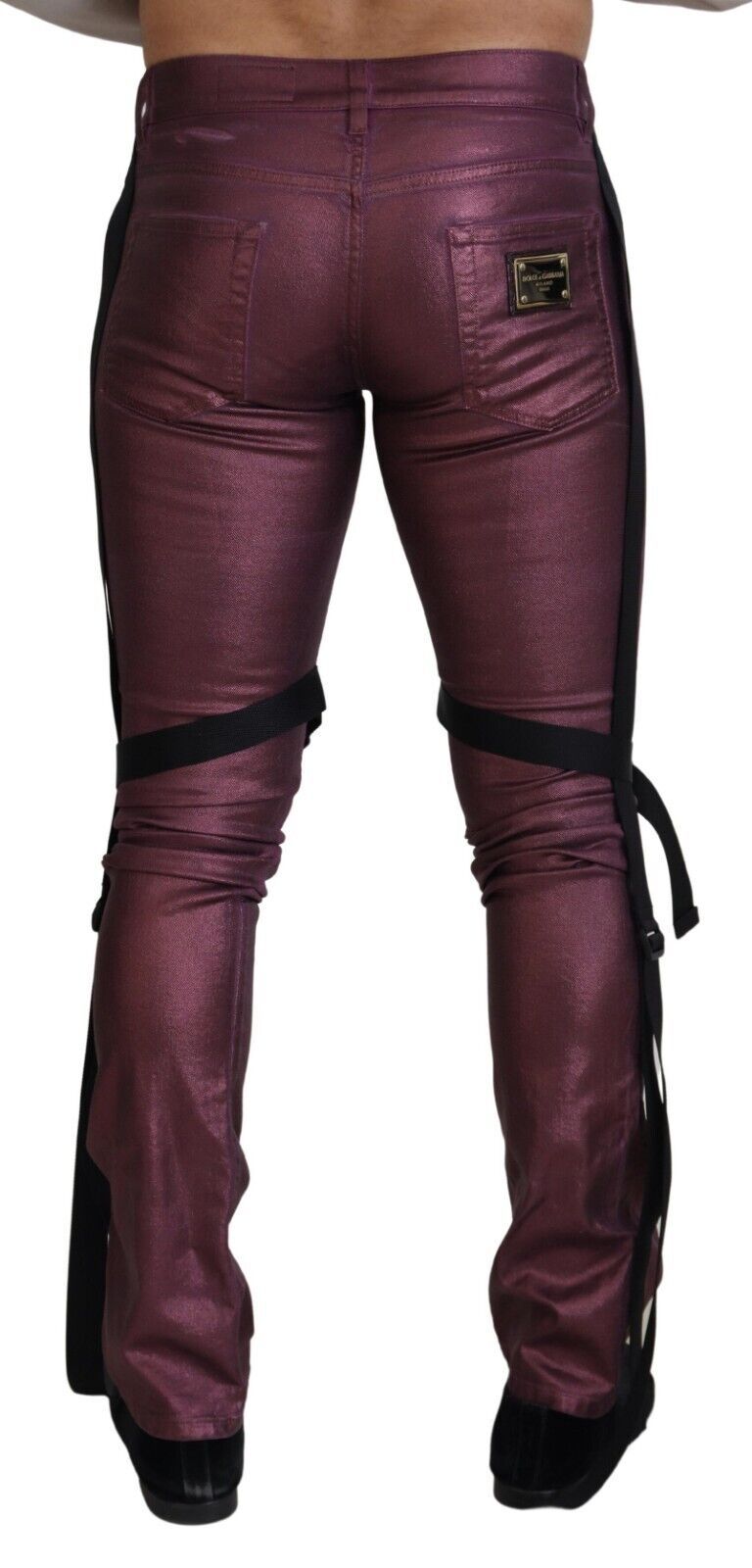 Magenta Cotton Men Casual Harness Denim Jeans - ventzia