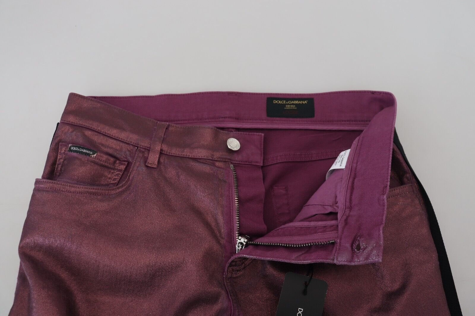 Magenta Cotton Men Casual Harness Denim Jeans - ventzia