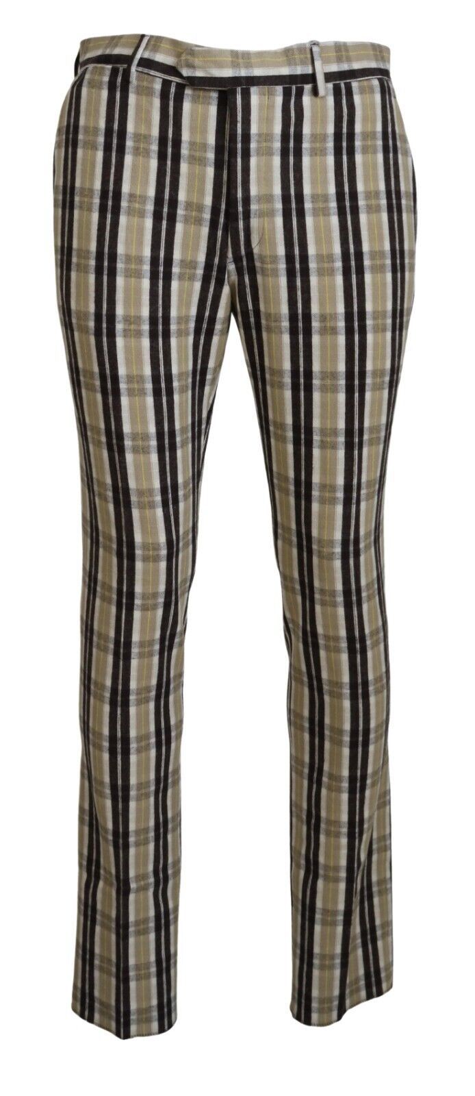 Multicolor Checkered Cotton Straight Fit Men Pants - ventzia