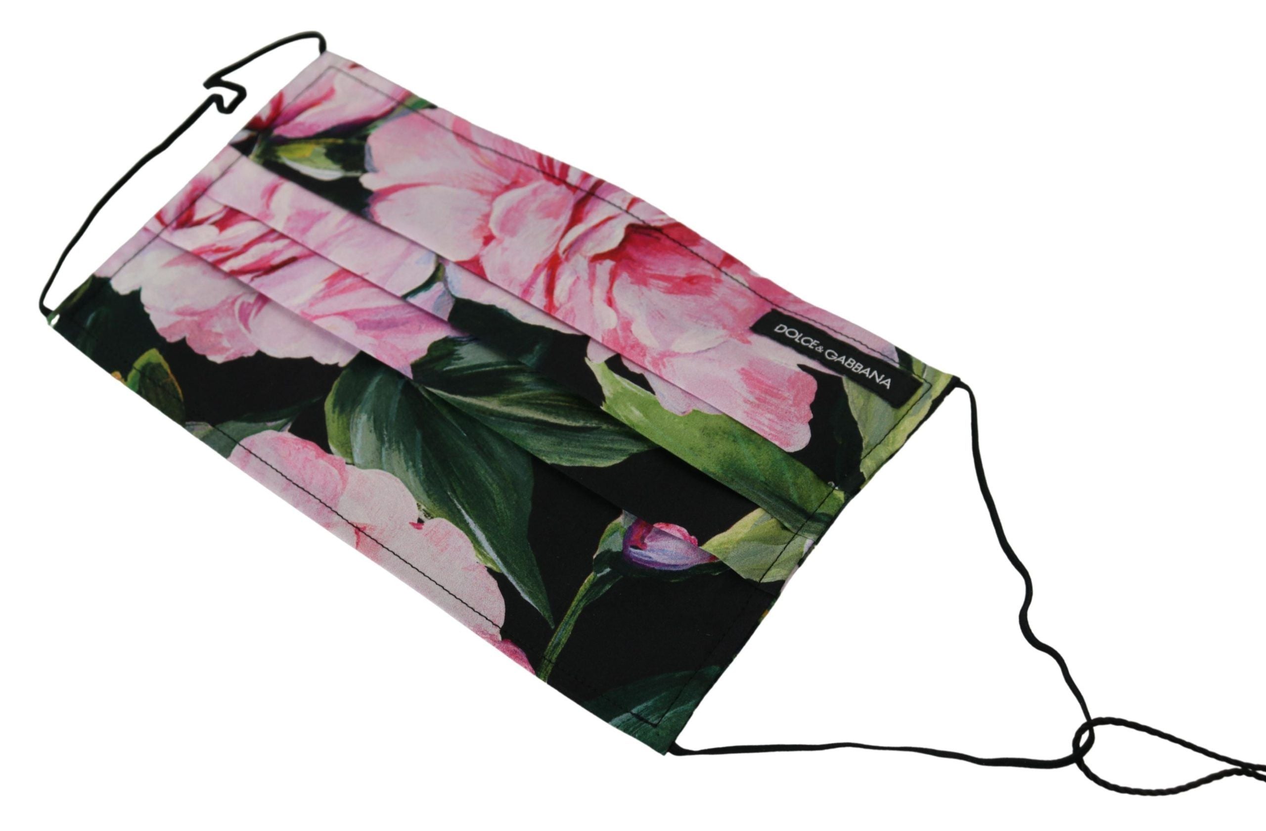Black Floral Pleated Elastic Ear Strap Face Mask - ventzia
