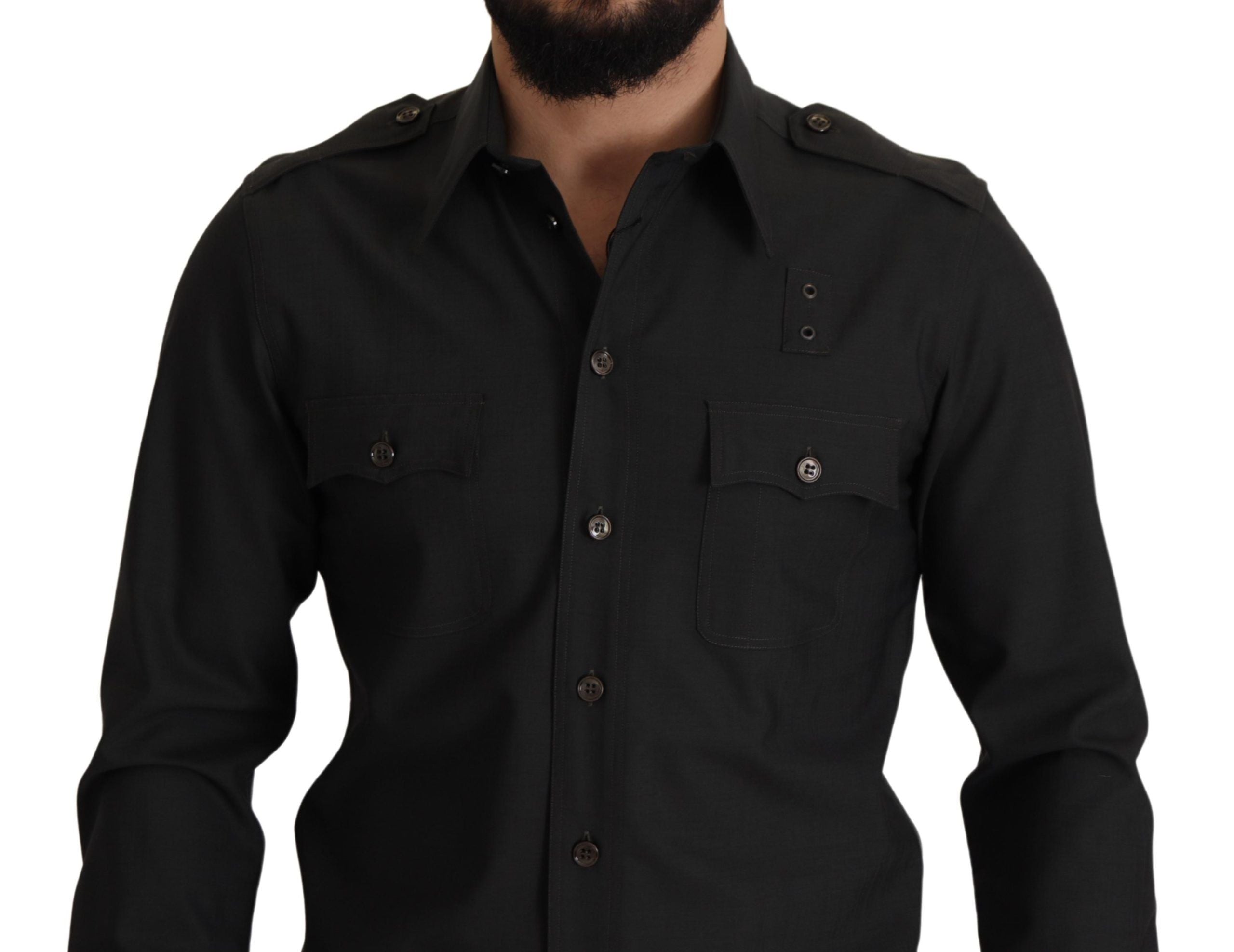 Dark Green Cotton Slim Fit Casual Men Shirt - ventzia