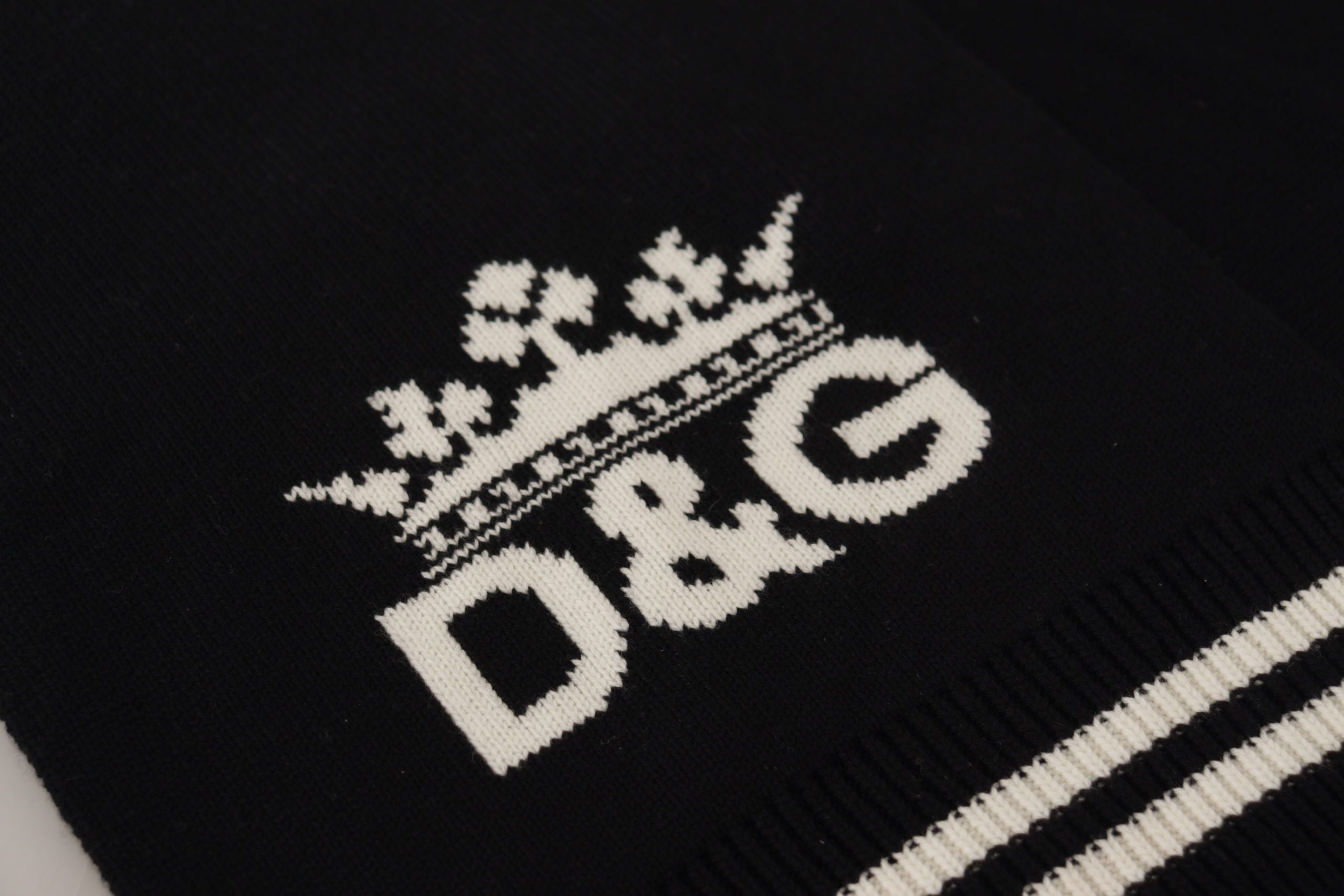 Black White Cotton DG Printed Cashmere Shawl Scarf - ventzia