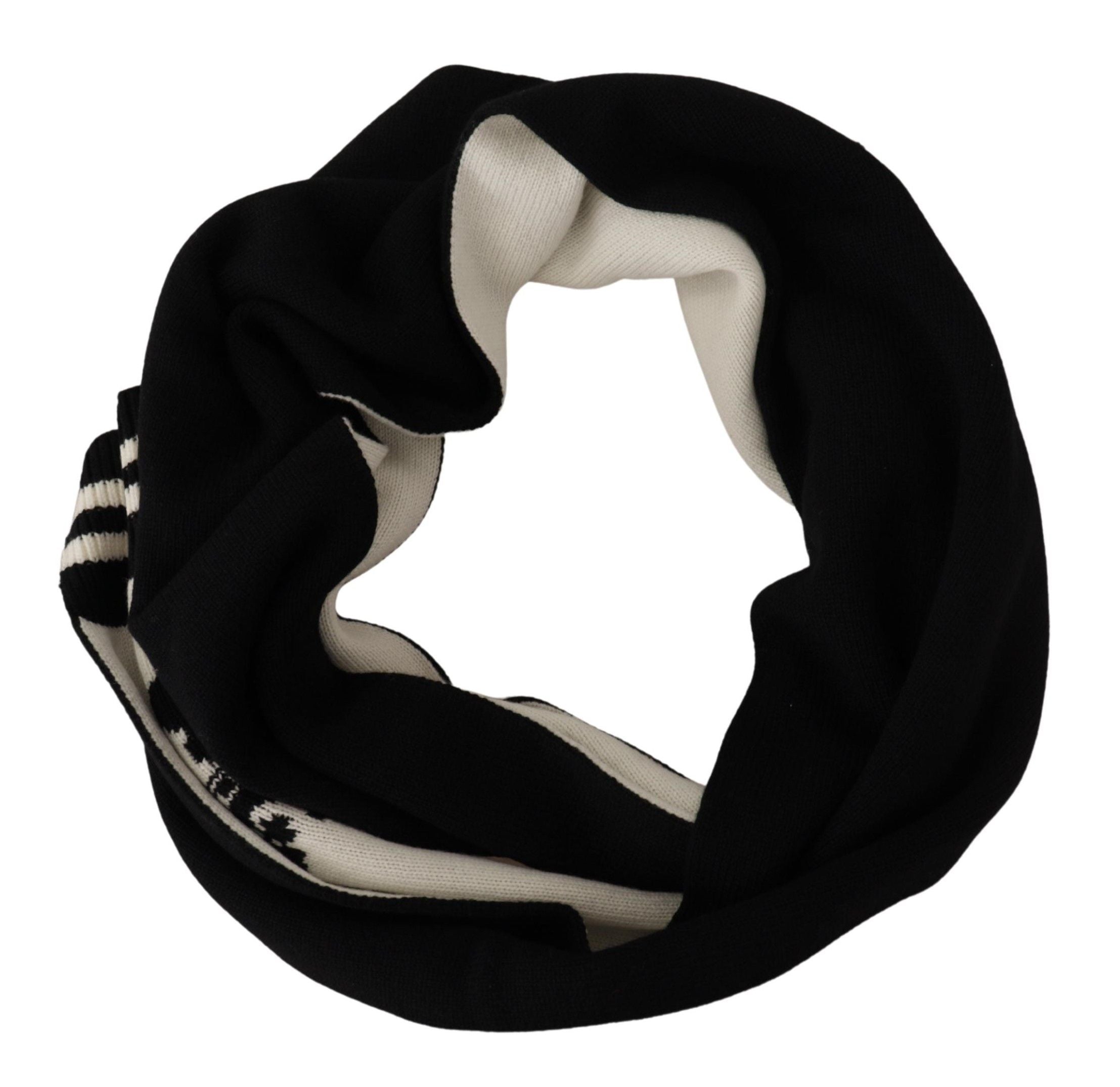 Black White Cotton DG Printed Cashmere Shawl Scarf - ventzia
