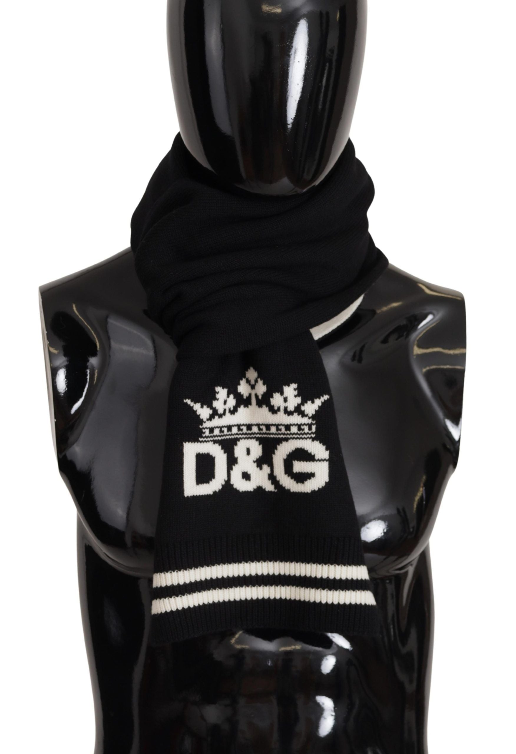 Black White Cotton DG Printed Cashmere Shawl Scarf - ventzia