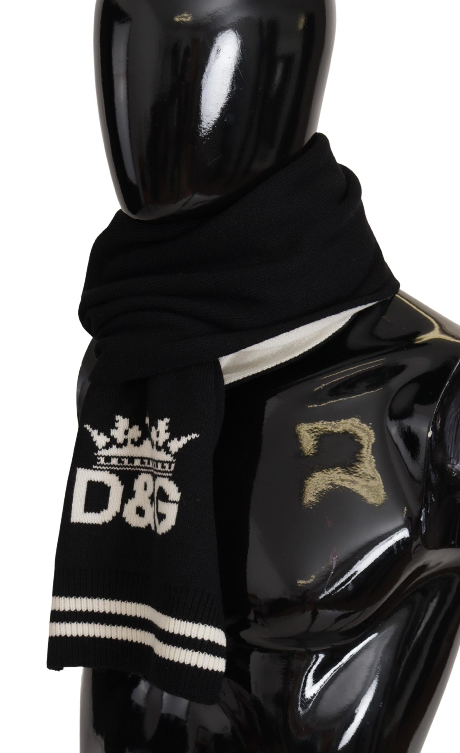 Black White Cotton DG Printed Cashmere Shawl Scarf - ventzia