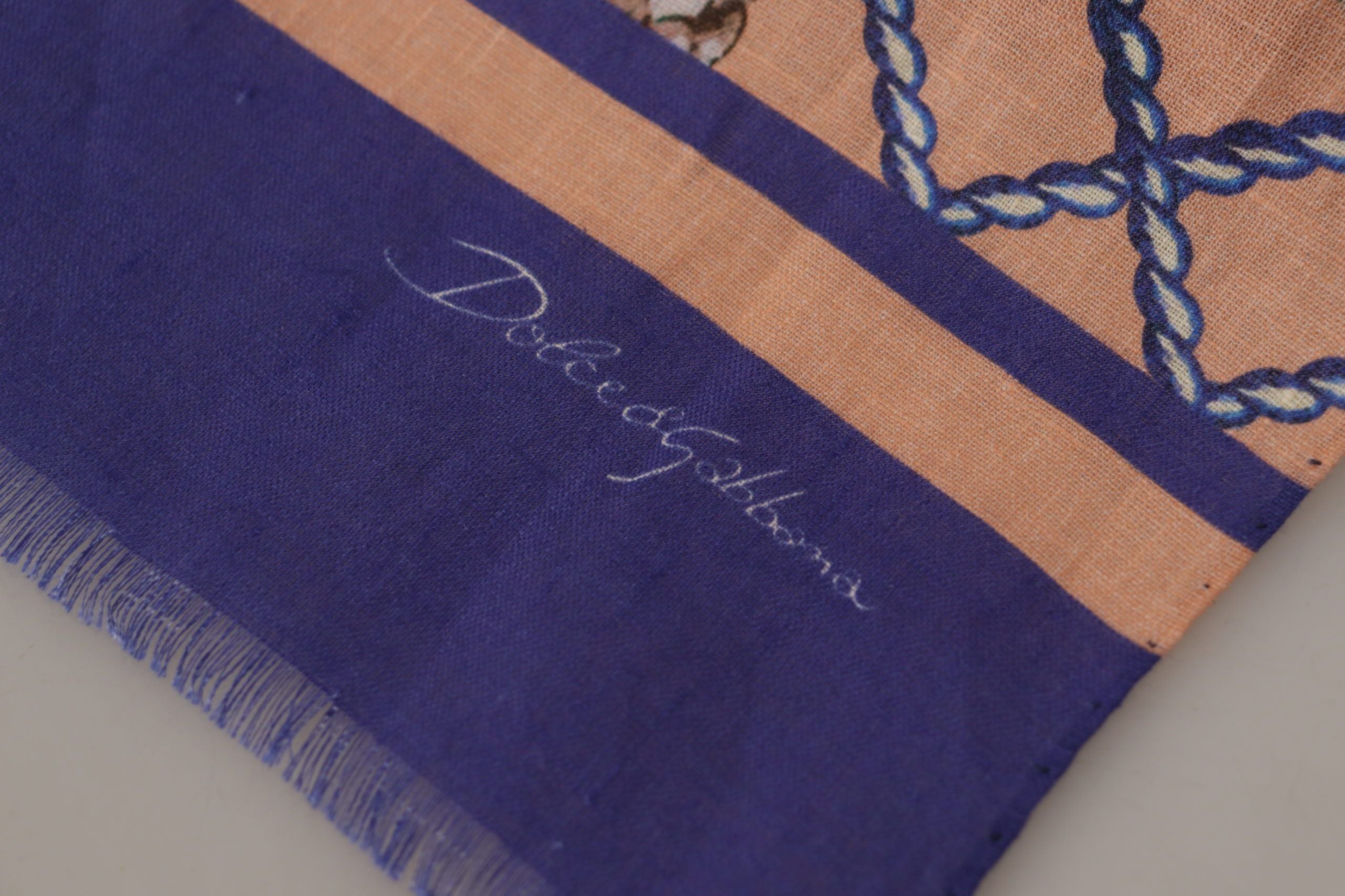 Blue Linen Seashell Pattern Mens Wrap Shawl Scarf - ventzia