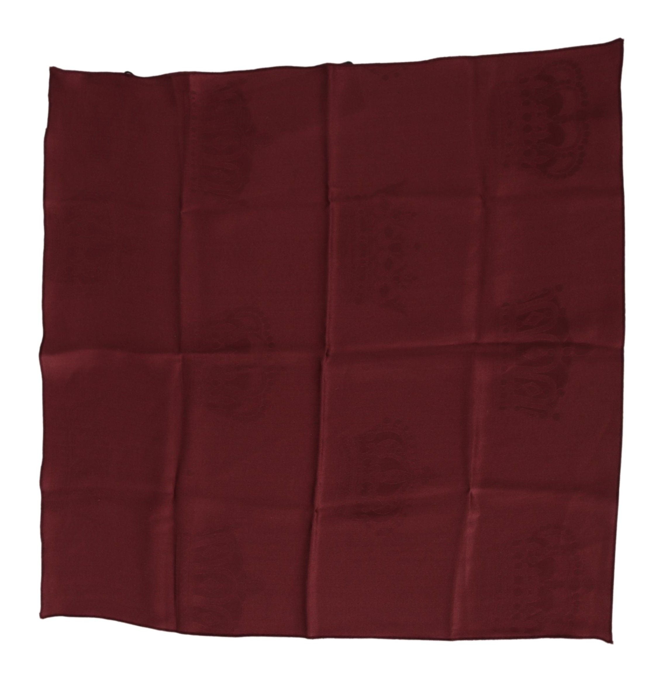 Maroon Silk Crown Square Wrap Handkerchief Scarf - ventzia