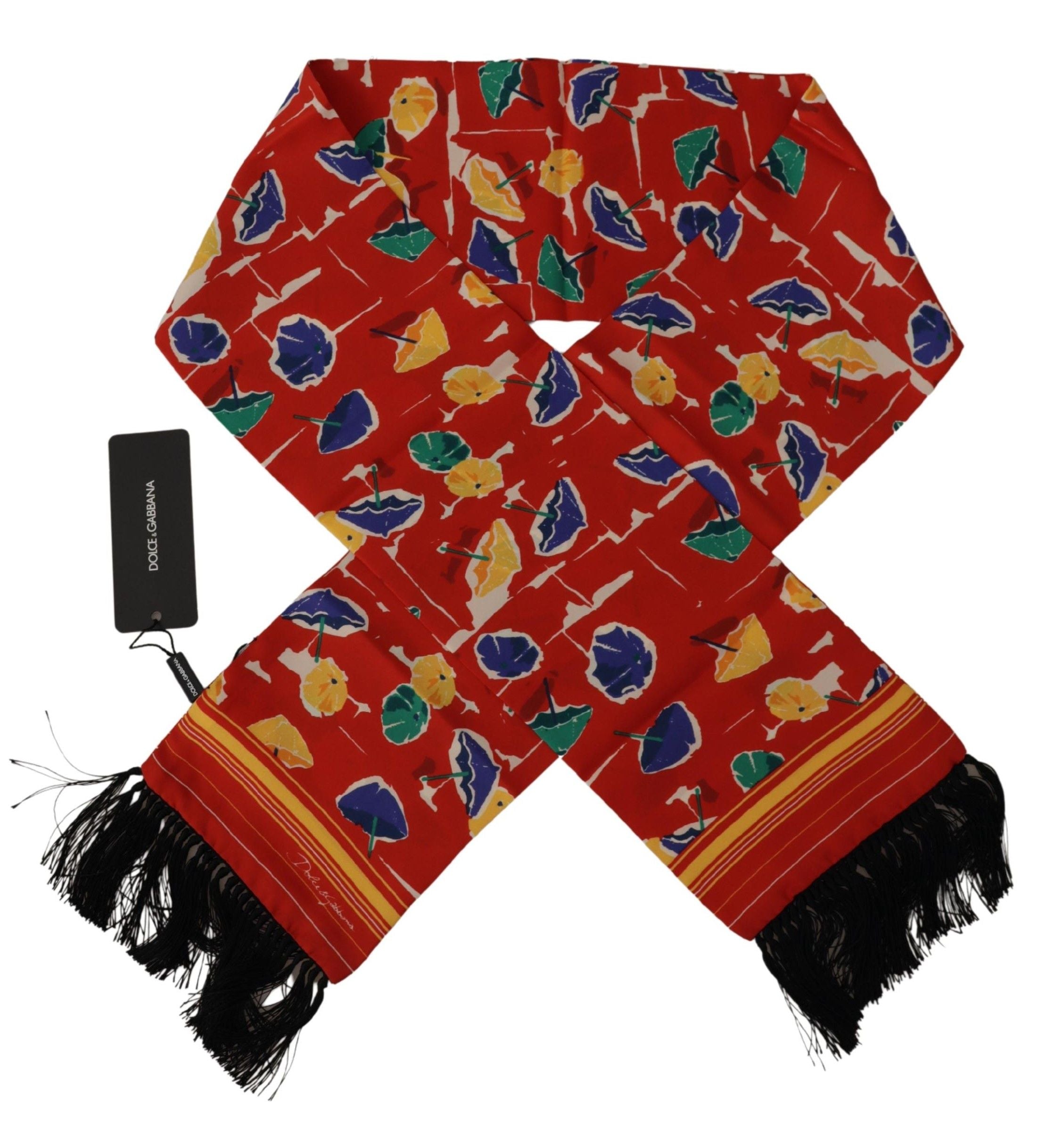 Multicolor DG Umbrellas Print Shawl Fringe Scarf - ventzia
