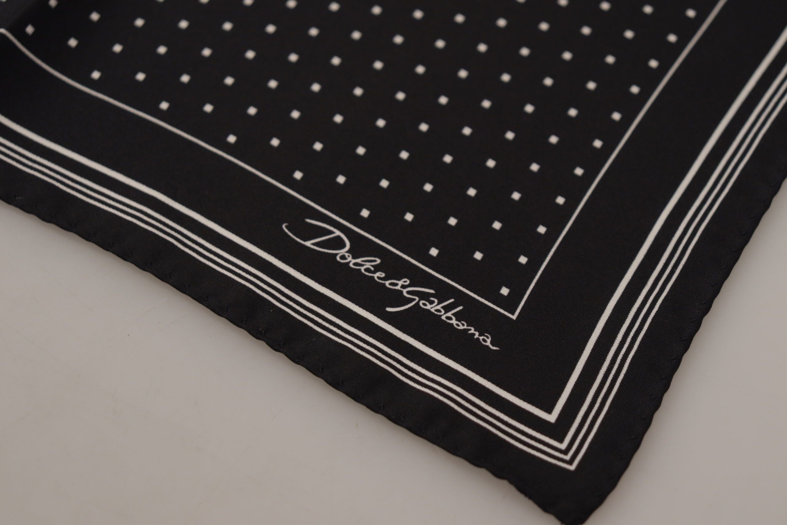 Black Polka Dots DG Logo Square Handkerchief - ventzia