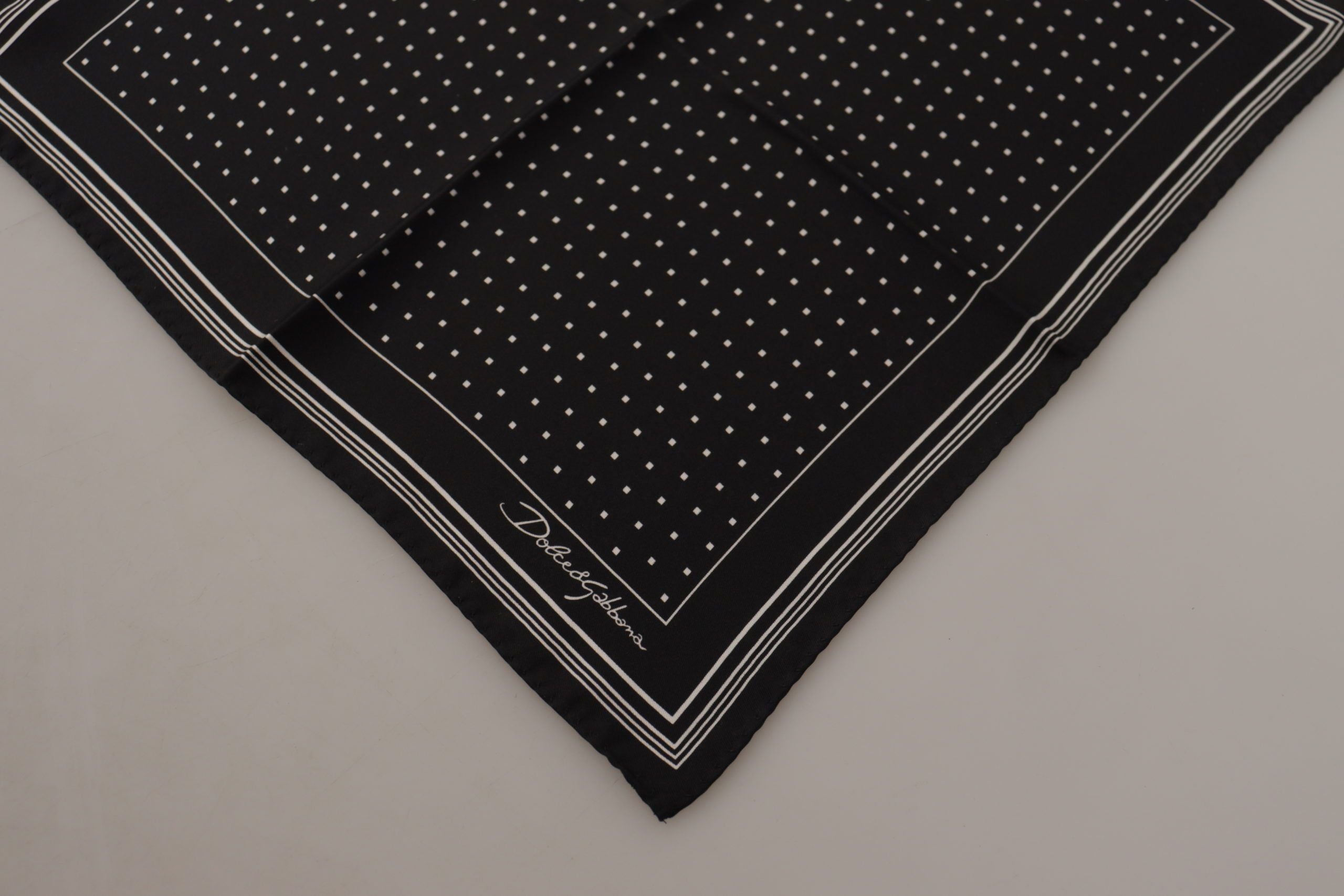 Black Polka Dots DG Logo Square Handkerchief - ventzia