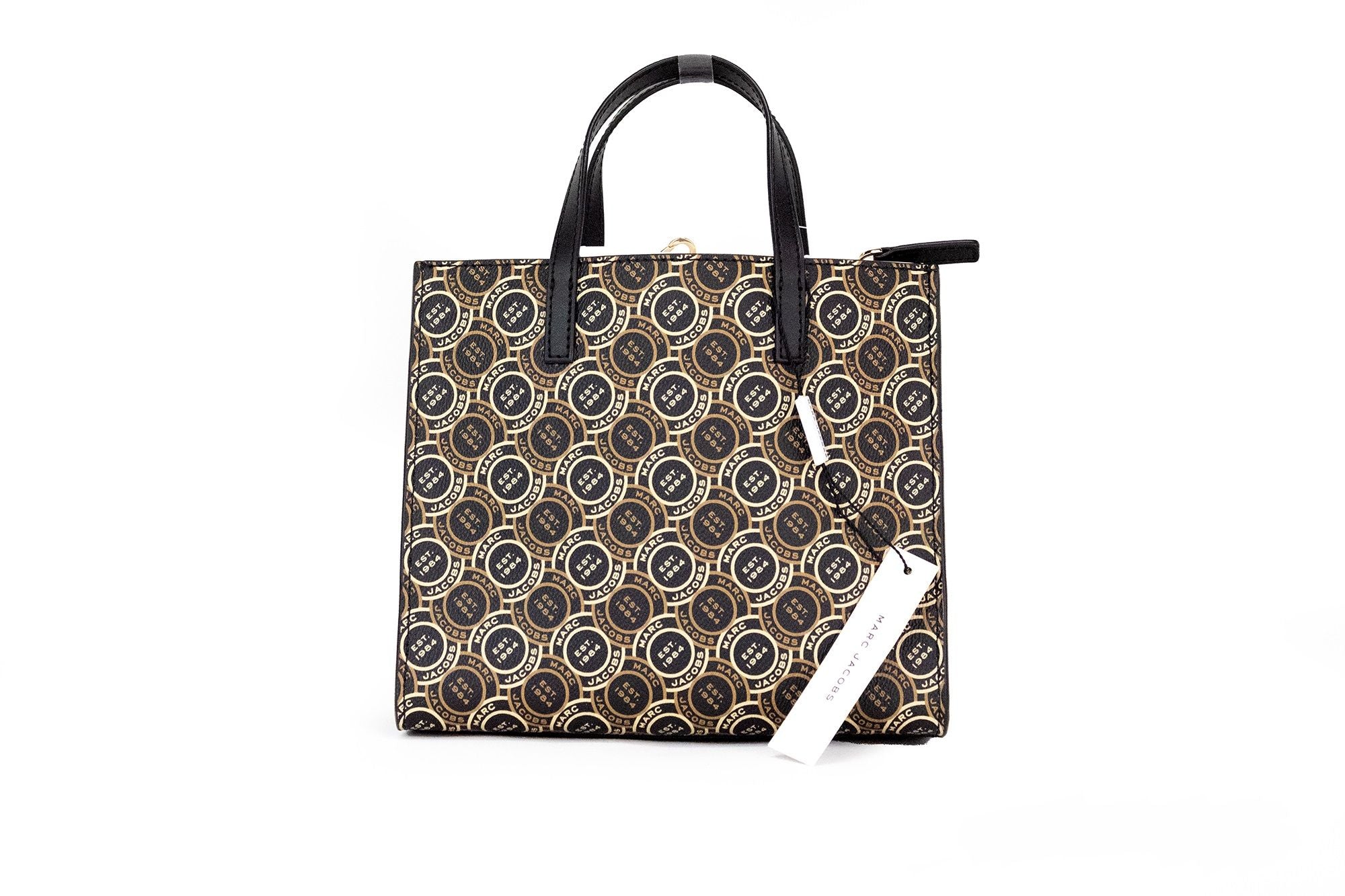 Mini Grind Signet Printed Leather Crossbody Tote Handbag Purse - ventzia