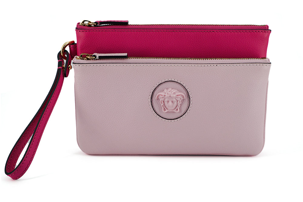 Elegant Pink Leather Pouch Clutch - ventzia