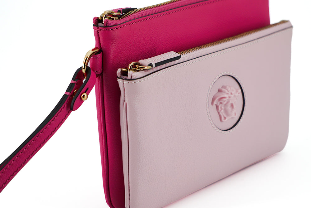 Elegant Pink Leather Pouch Clutch - ventzia