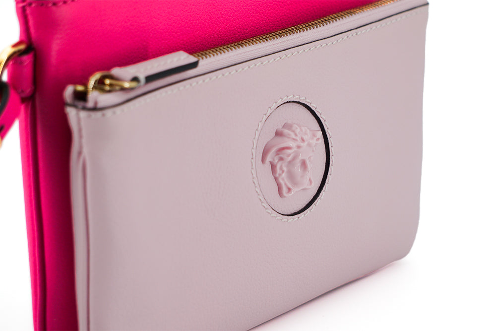 Elegant Pink Leather Pouch Clutch - ventzia