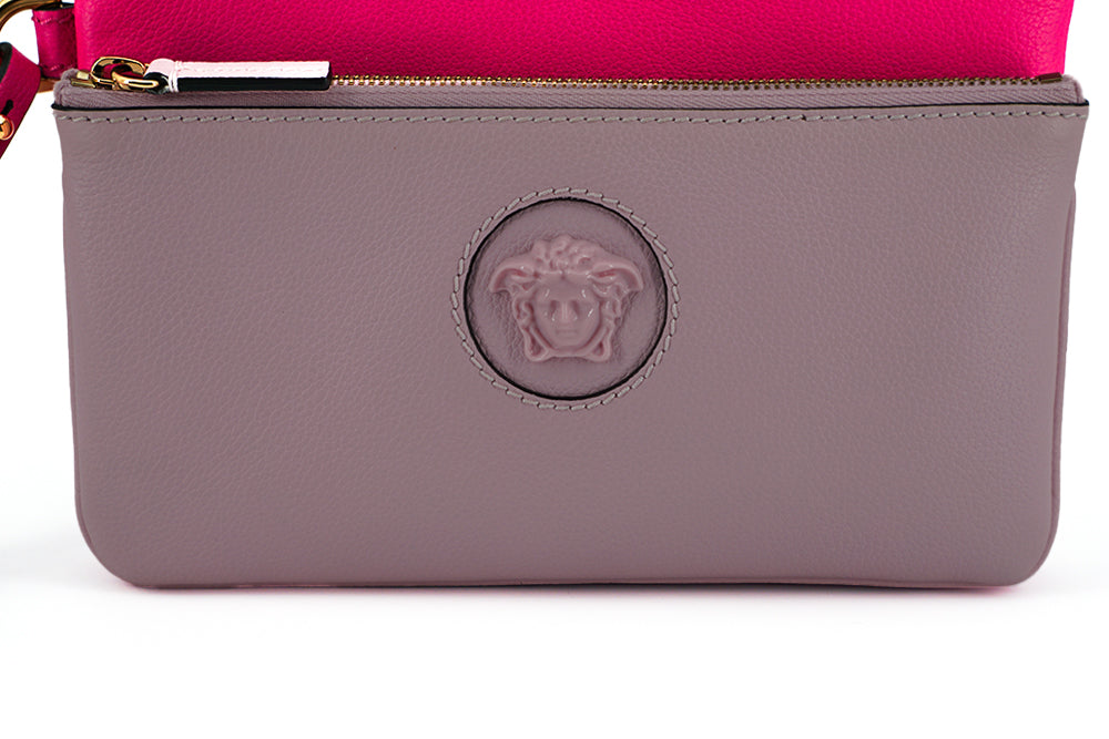Elegant Pink Leather Pouch Clutch - ventzia