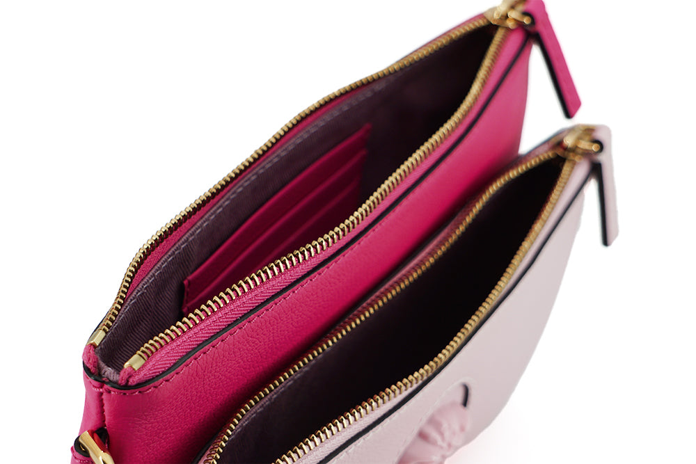 Elegant Pink Leather Pouch Clutch - ventzia