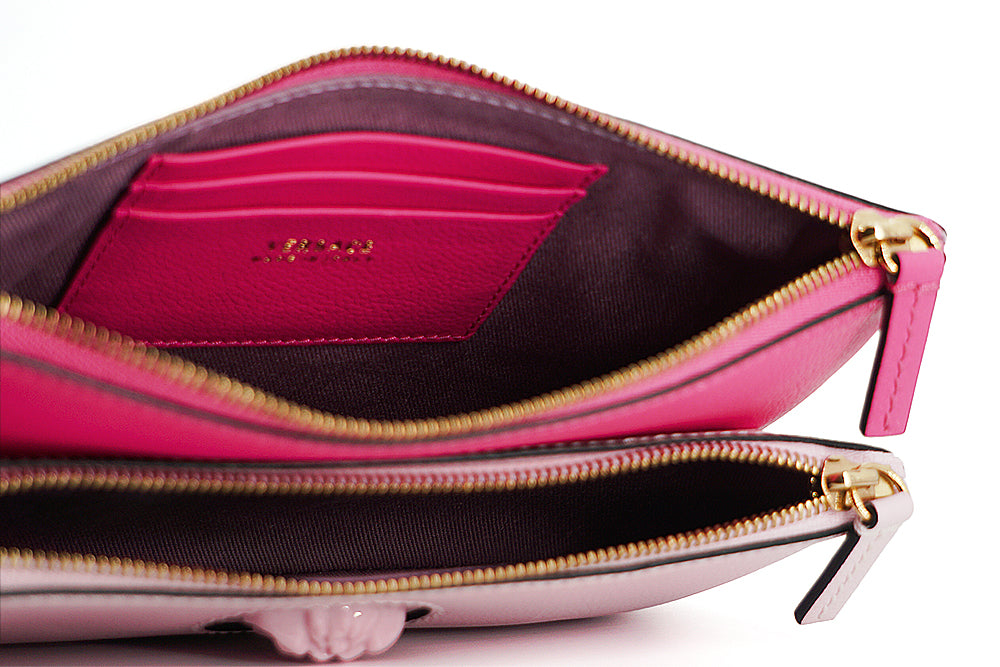 Elegant Pink Leather Pouch Clutch - ventzia