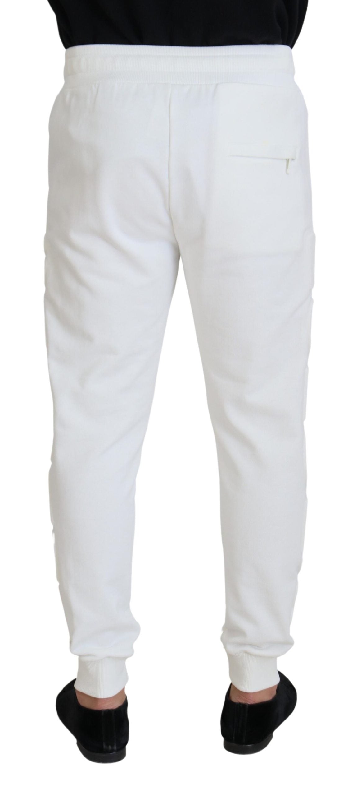 White Sport Logo Cotton Sweatpants Trousers Pants - ventzia