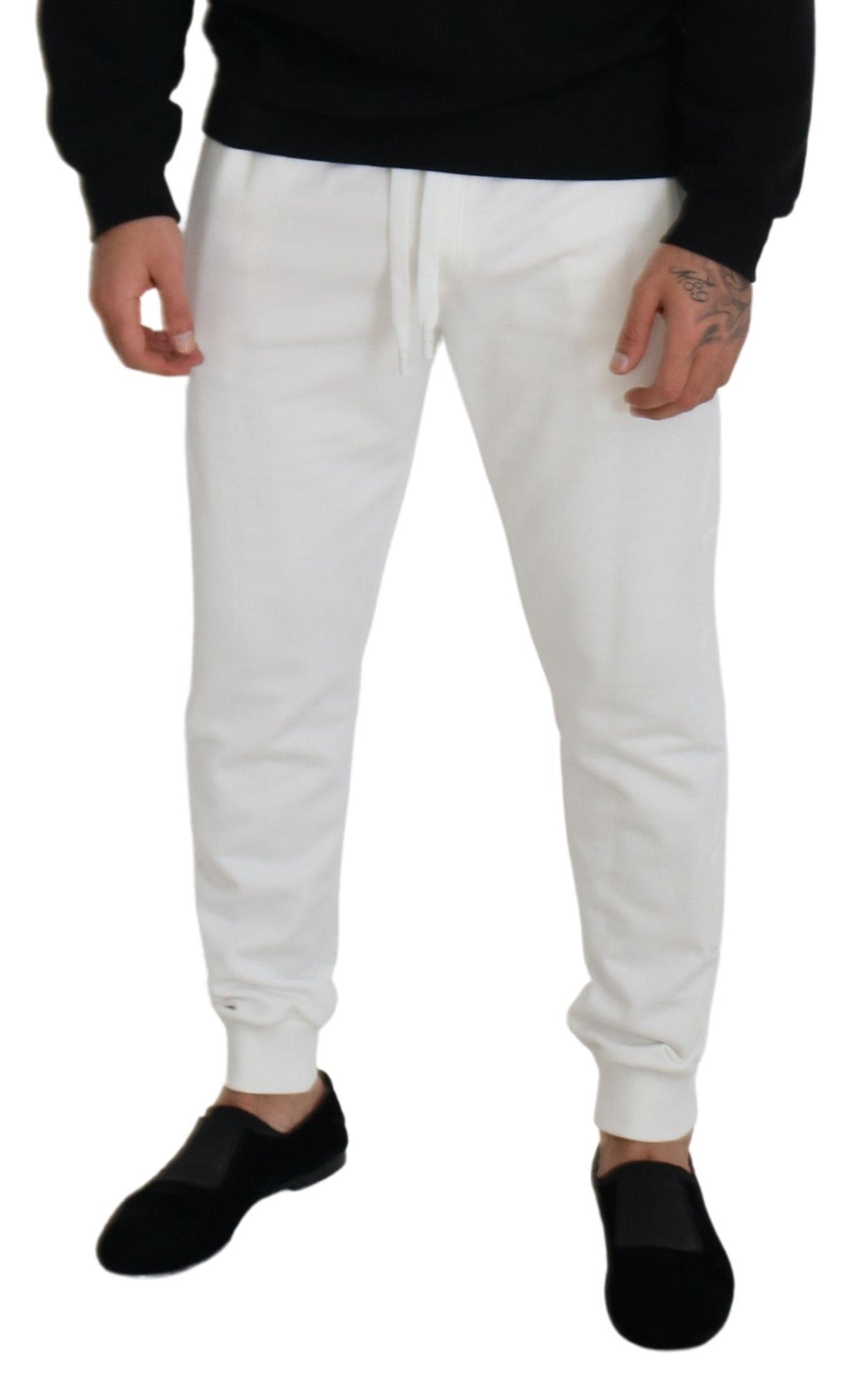 White Sport Logo Cotton Sweatpants Trousers Pants - ventzia