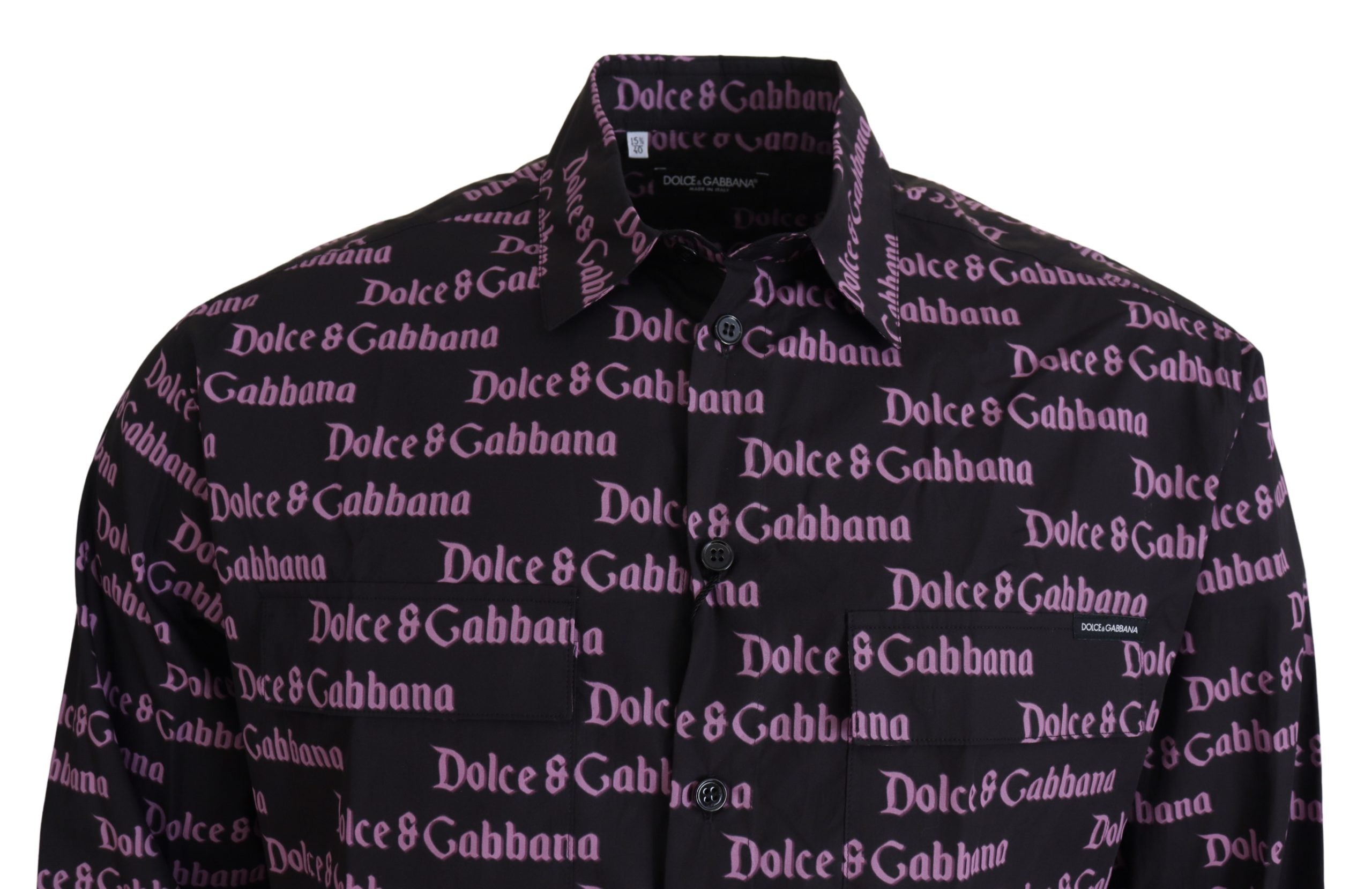 Black Purple Logo Slim Dress Formal Shirt - ventzia