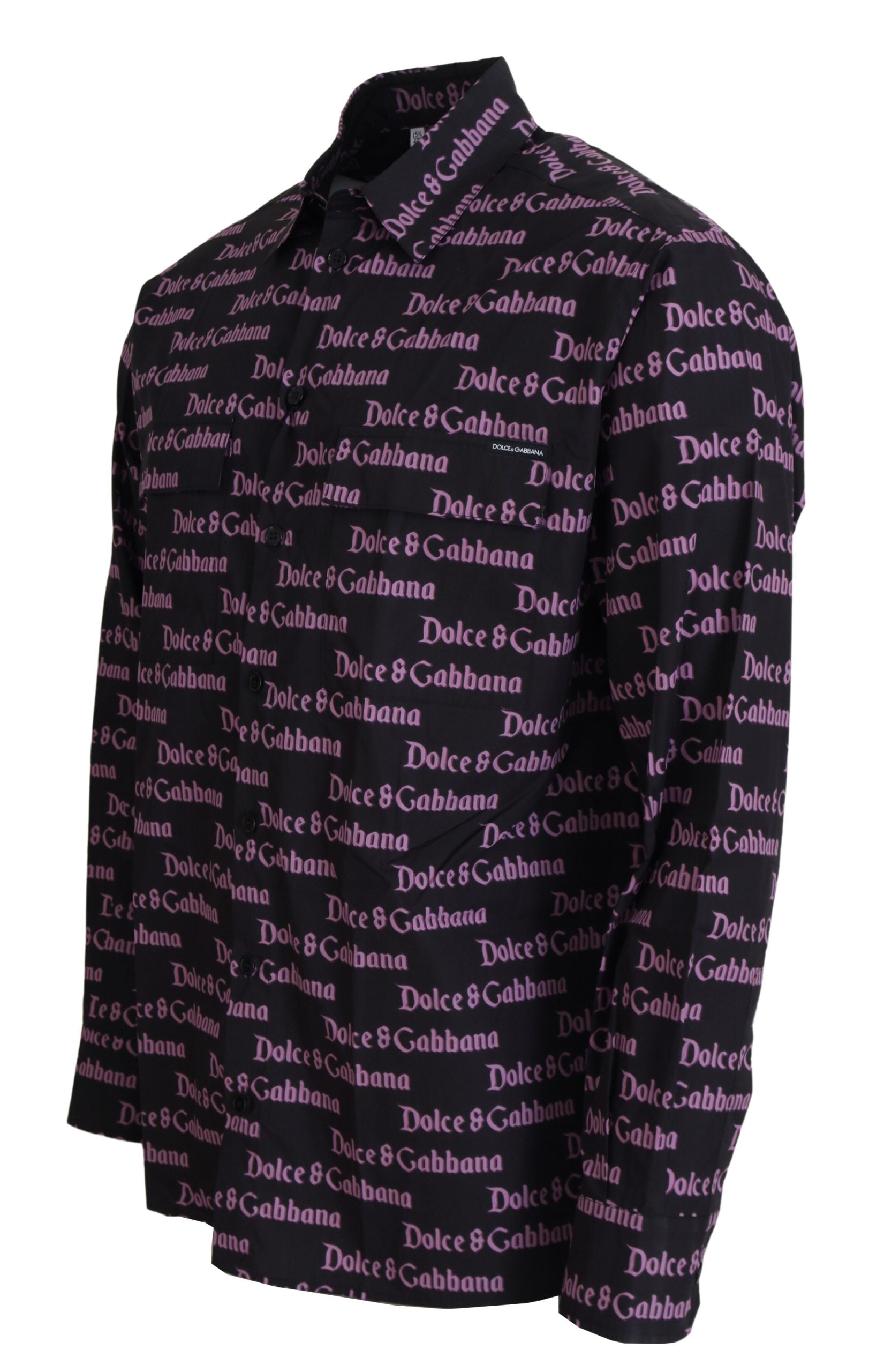 Black Purple Logo Slim Dress Formal Shirt - ventzia
