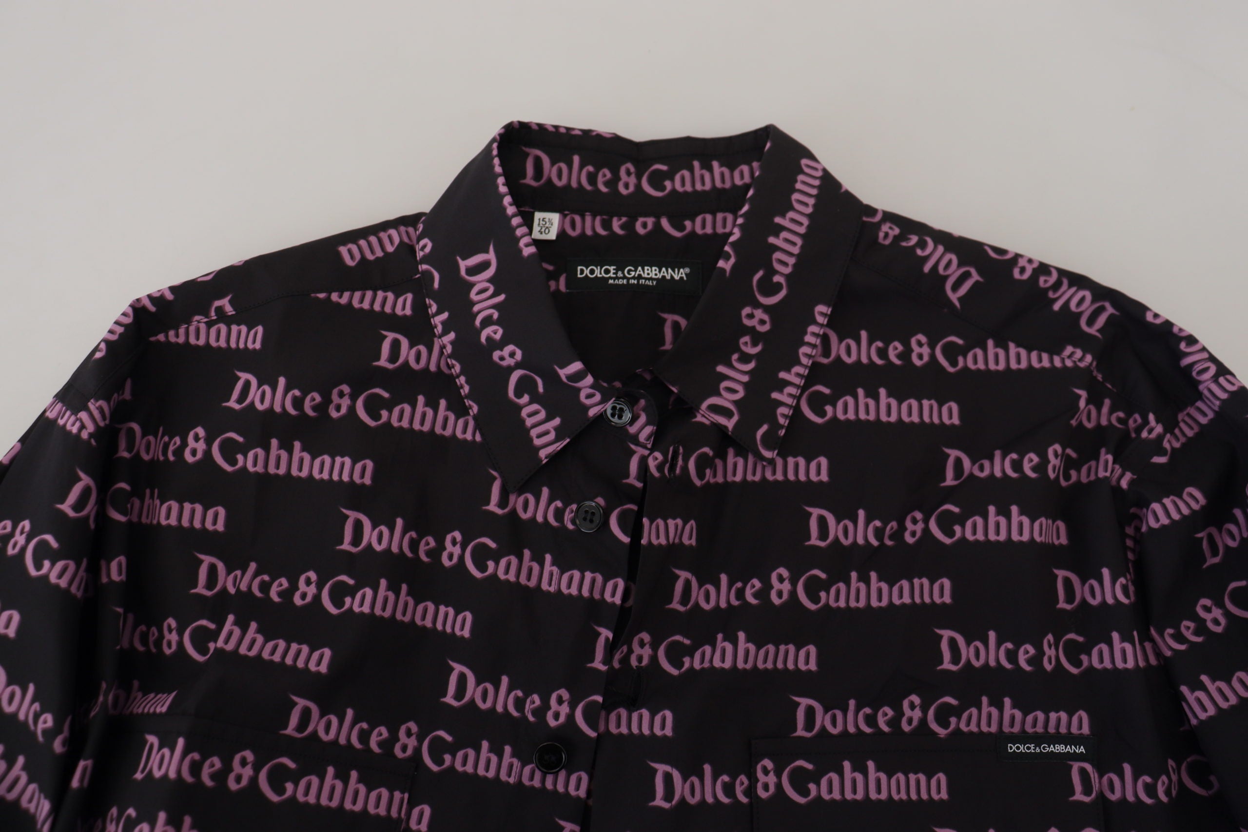 Black Purple Logo Slim Dress Formal Shirt - ventzia
