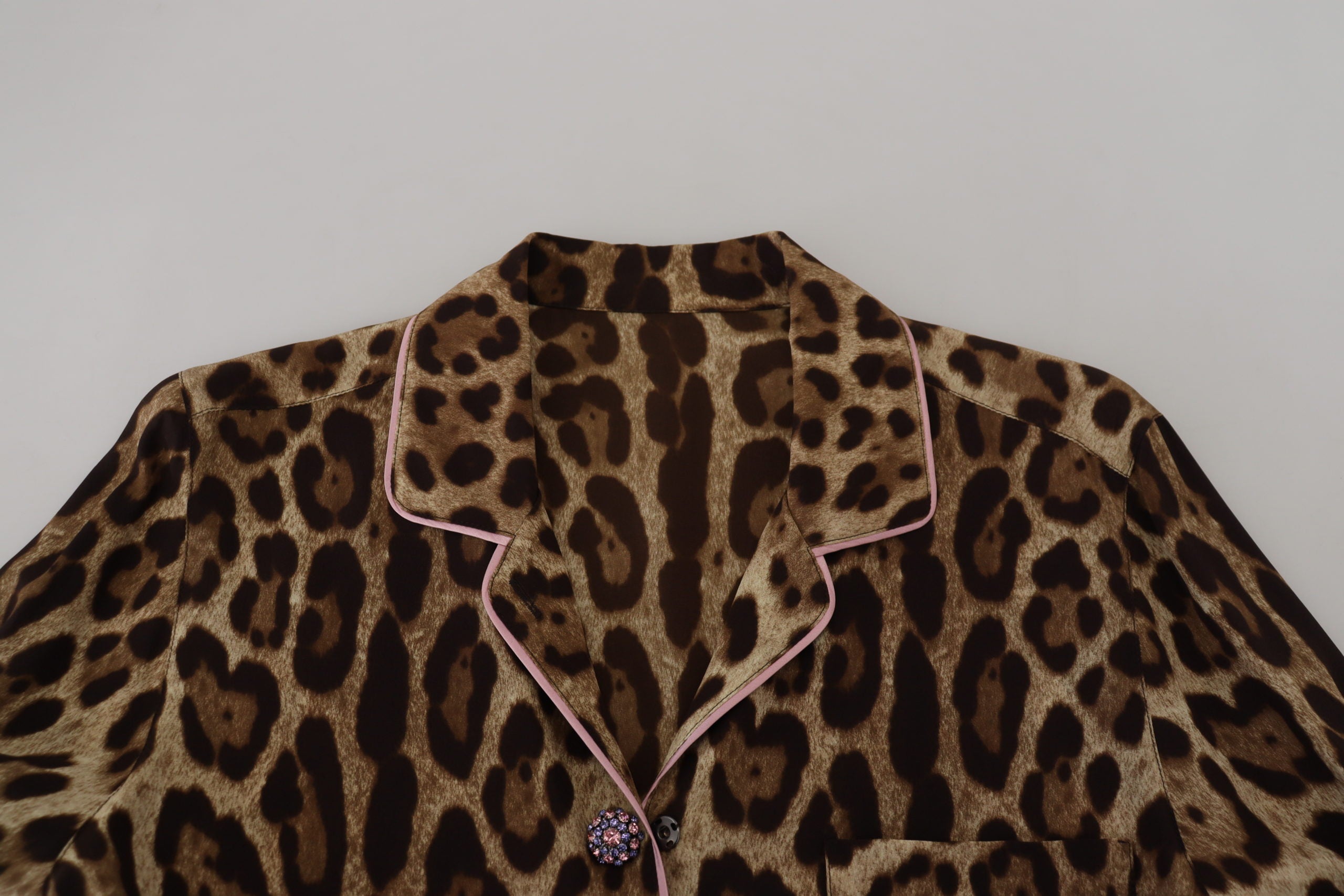 Brown Leopard Print Long Sleeves Blouse Top - ventzia