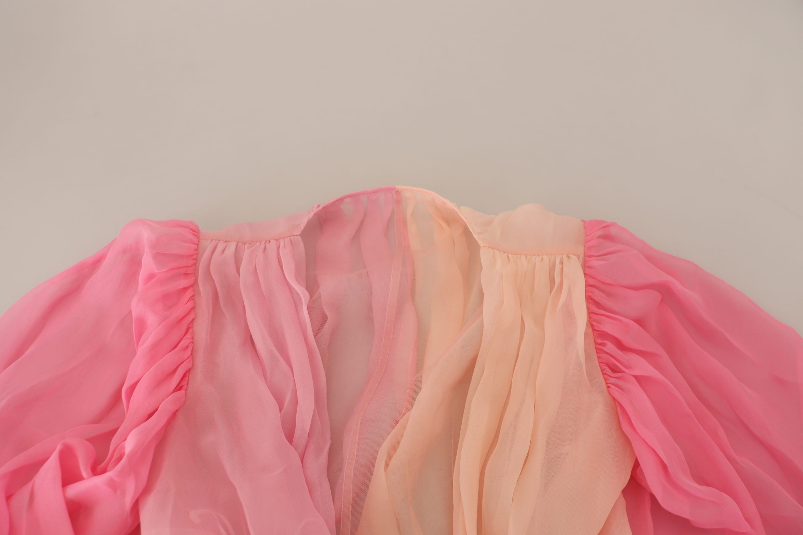 Pink Silk Wrap Long Sleeves Blouse Top - ventzia
