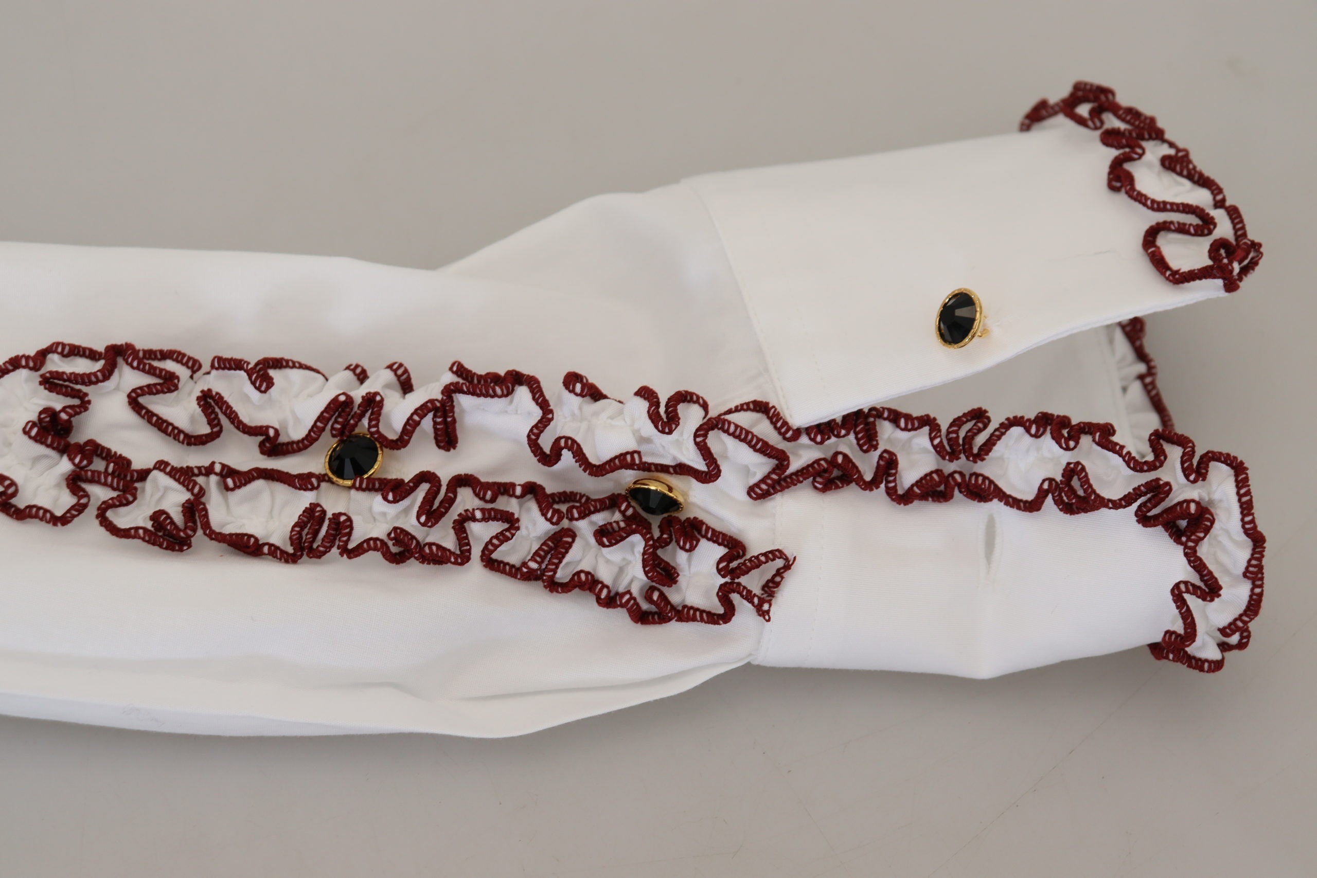 White Lace Long Sleeves Ruffle Collar Top - ventzia