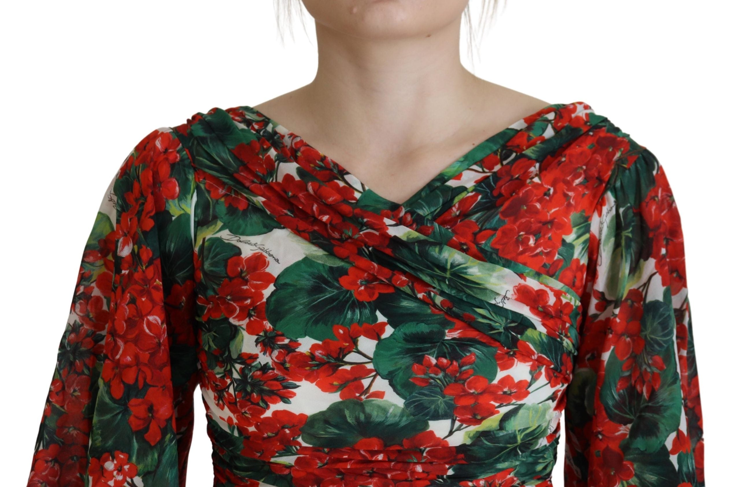 Multicolor Geranium Silk Sheath Midi Dress - ventzia