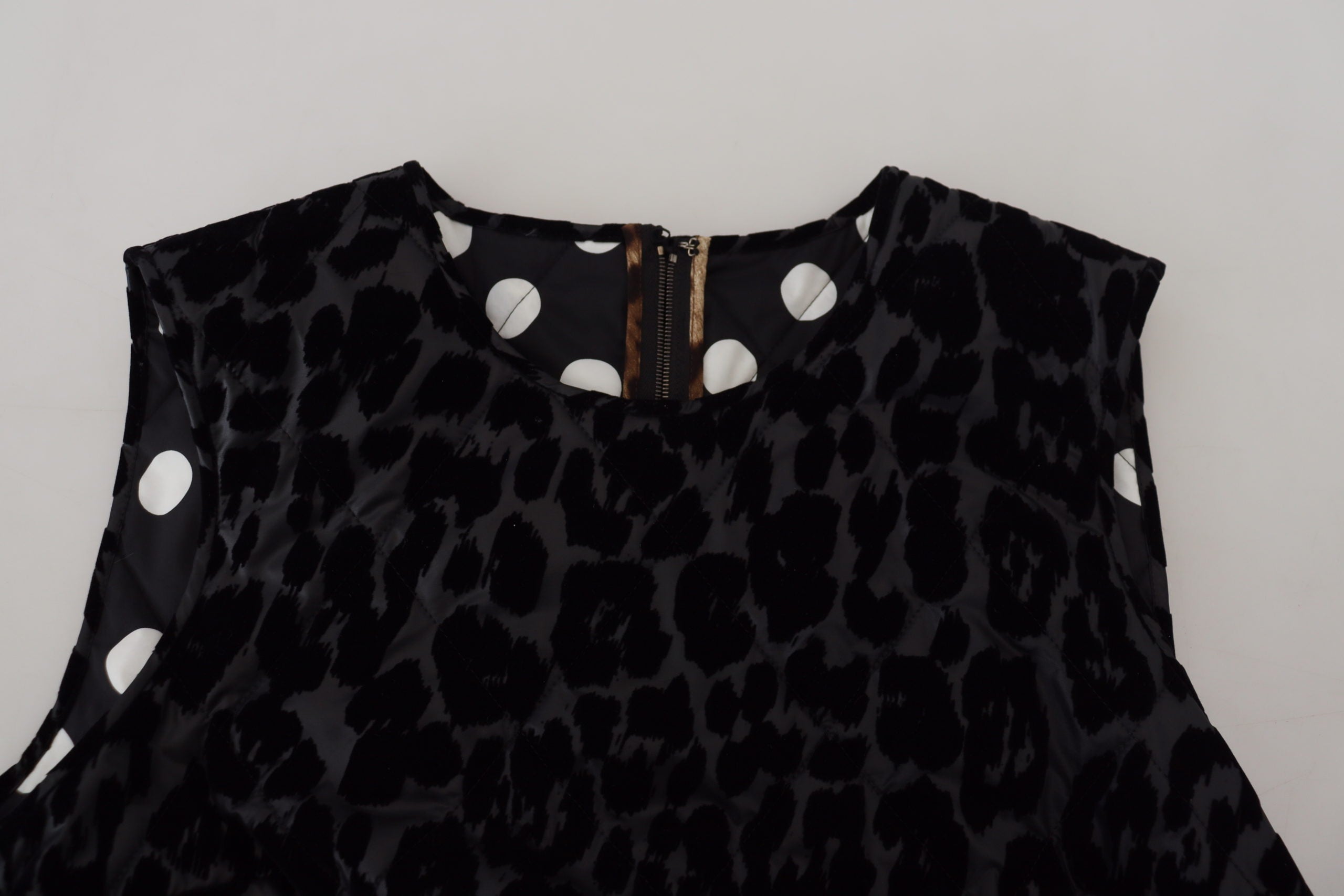 Black Leopard Shift Mini Polyester Dress - ventzia
