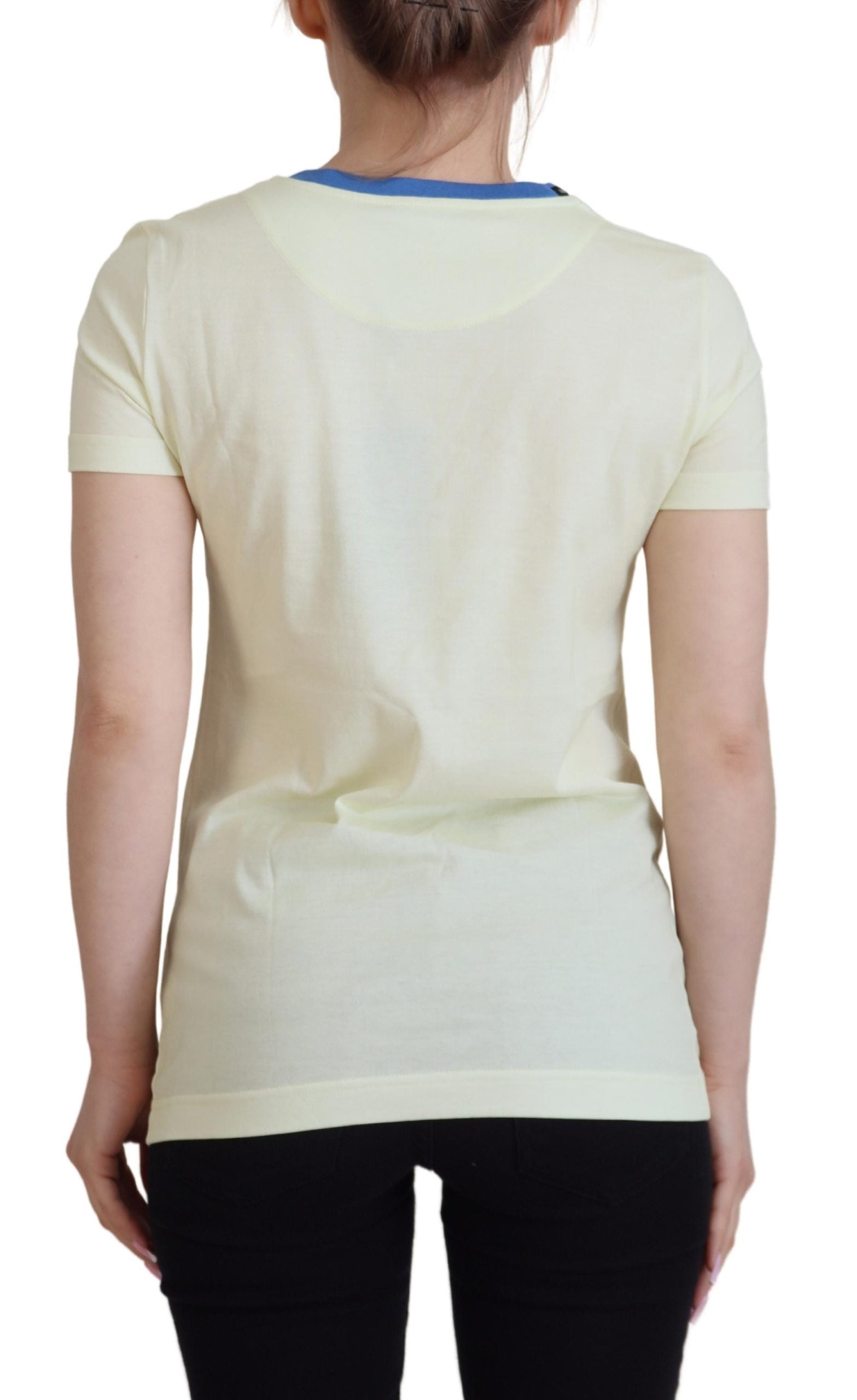 Yellow Havanity Round Neck Tee Cotton T-shirt - ventzia