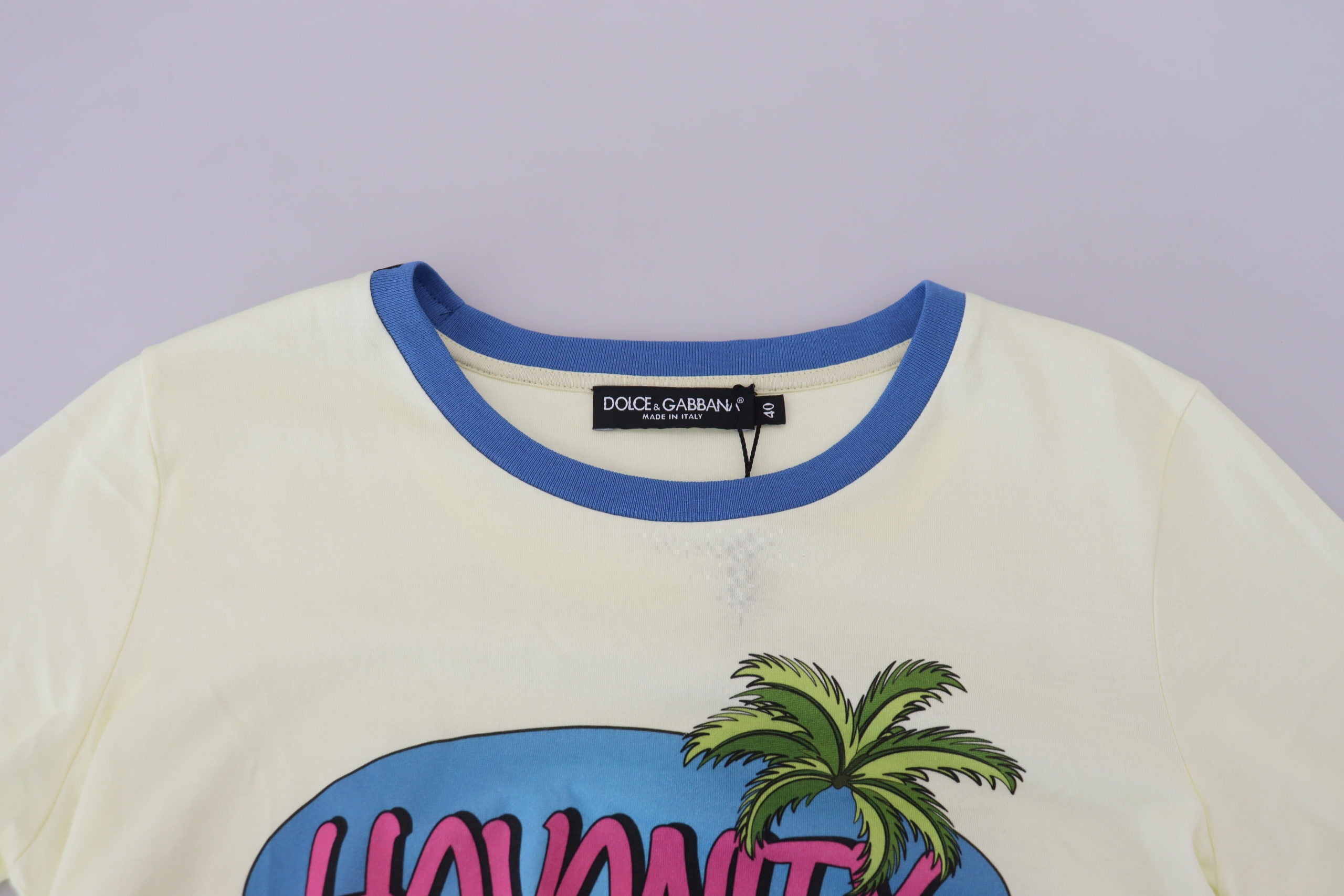 Yellow Havanity Round Neck Tee Cotton T-shirt - ventzia