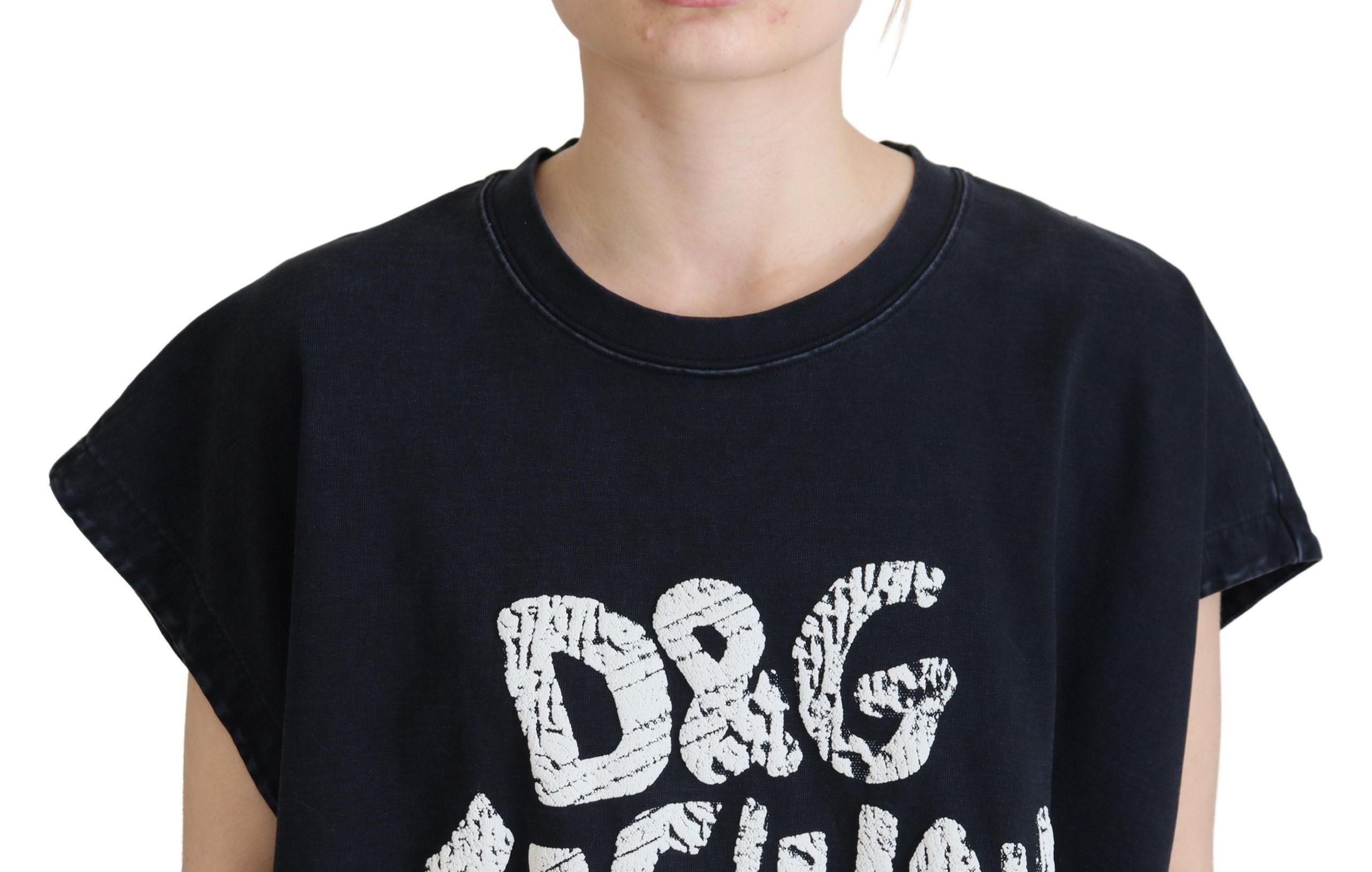 Black D&G Fashion Round Neck Cotton T-shirt - ventzia