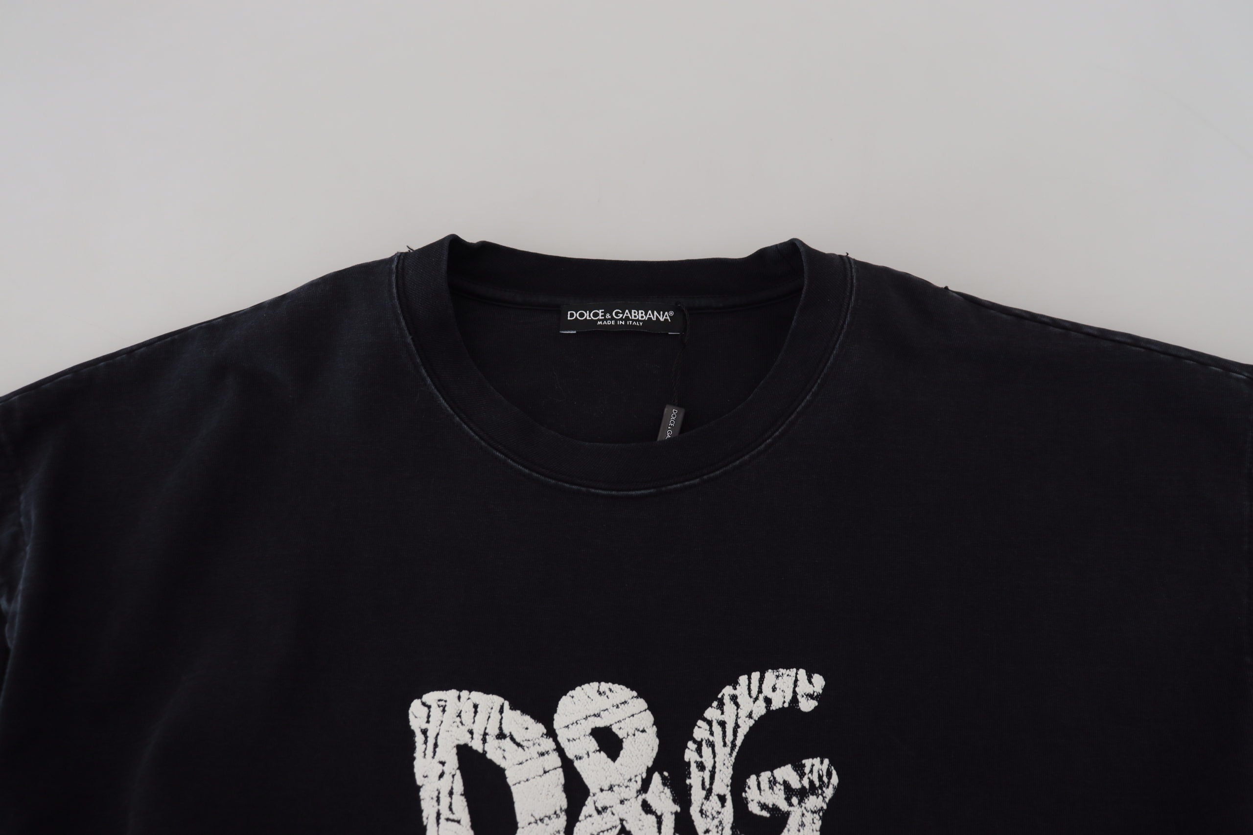 Black D&G Fashion Round Neck Cotton T-shirt - ventzia