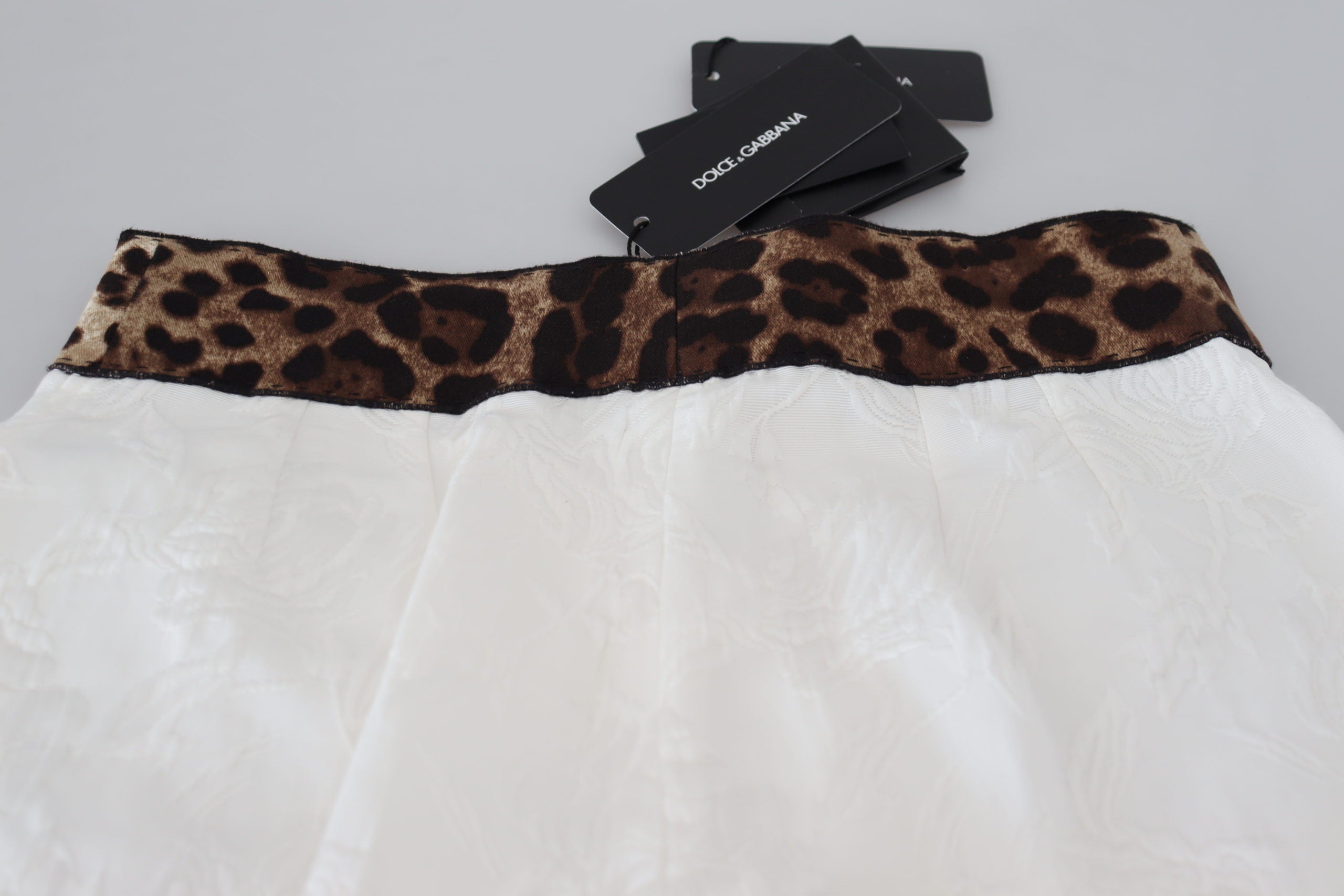 White Leopard Print High Waist Pants - ventzia
