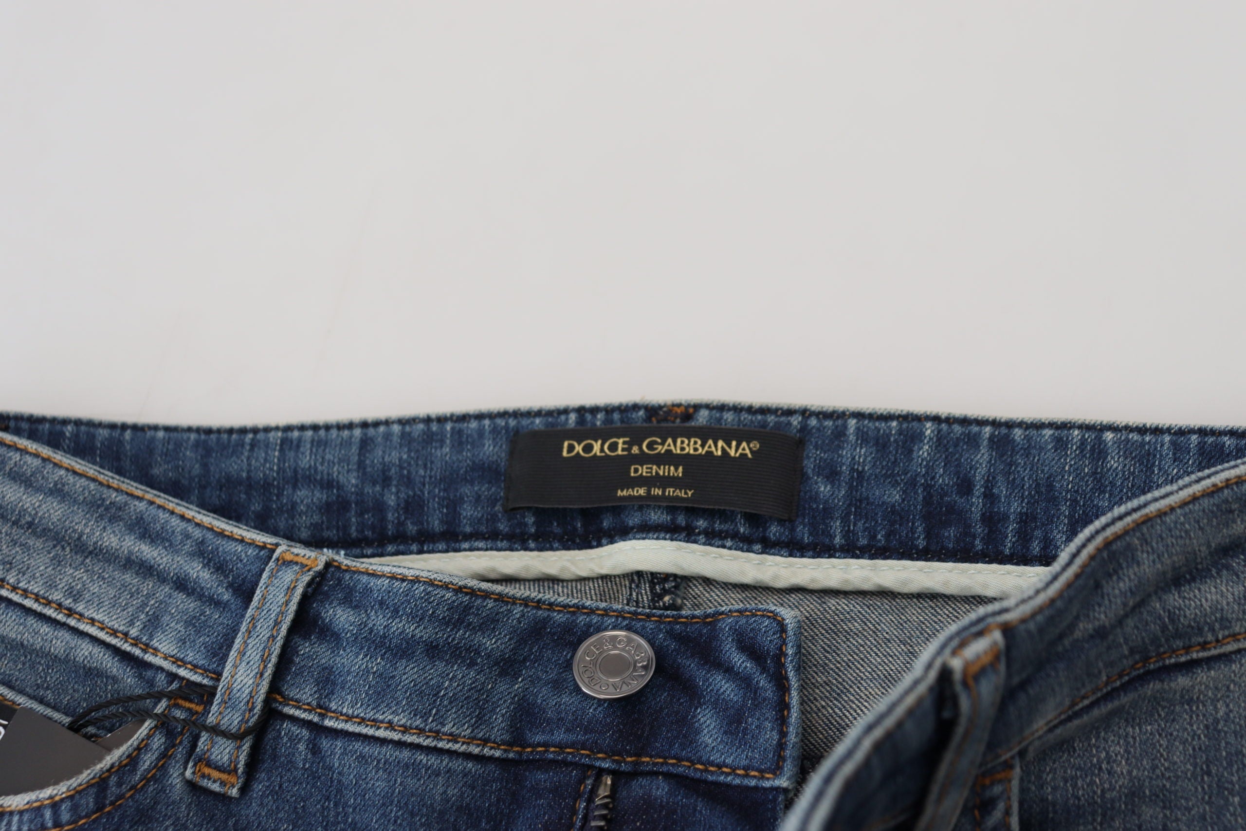 Blue Washed Cotton Tattered Denim Jeans - ventzia