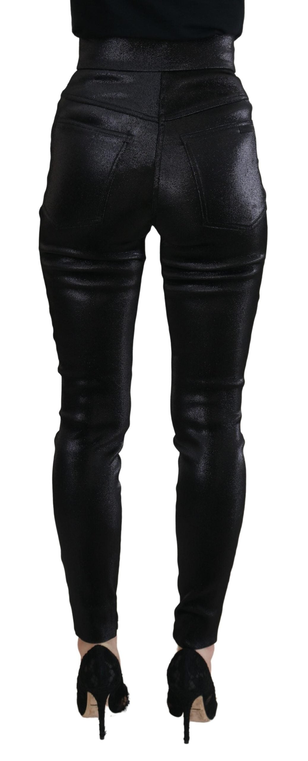 Black Washed Cotton Skinny Denim Jeans - ventzia