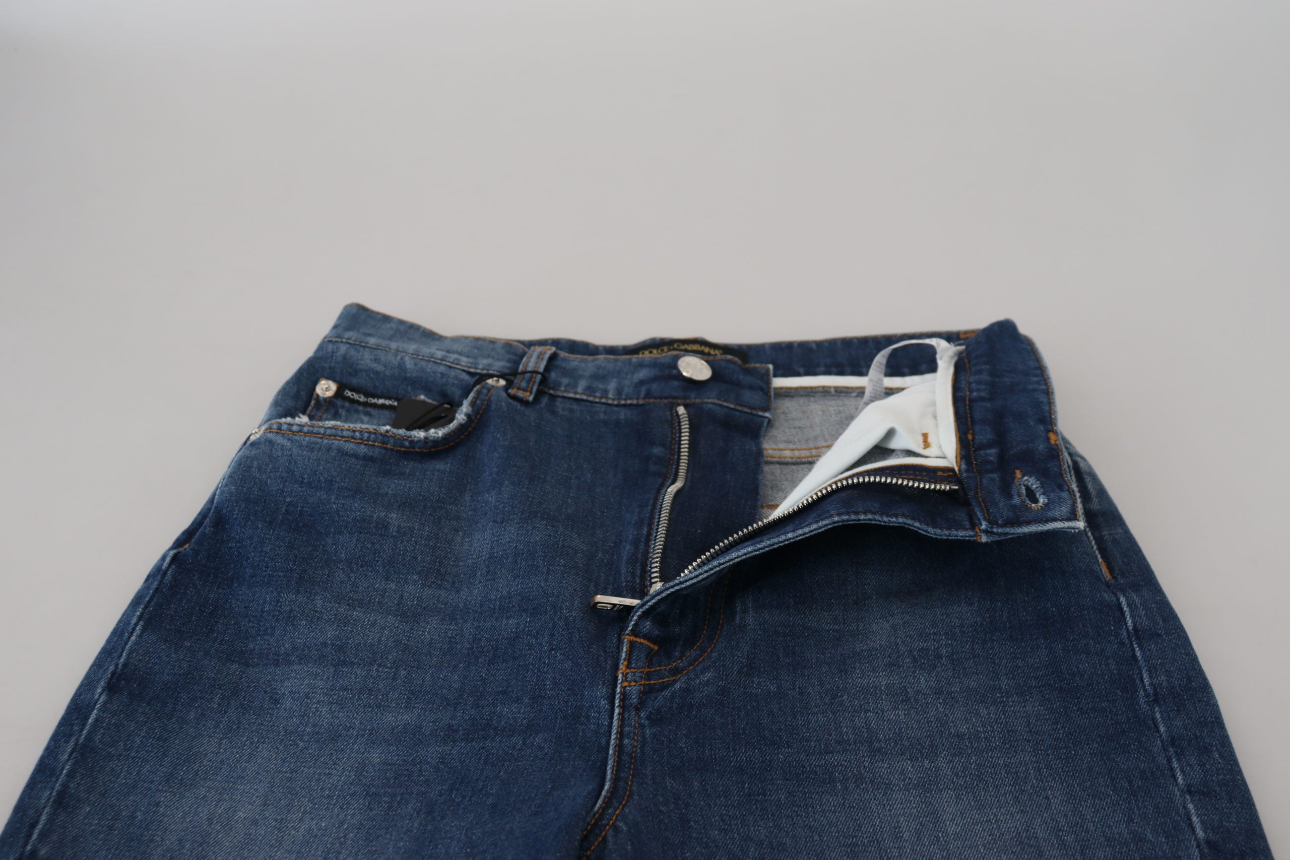 Blue Cotton High Waist Skinny Denim Jeans - ventzia