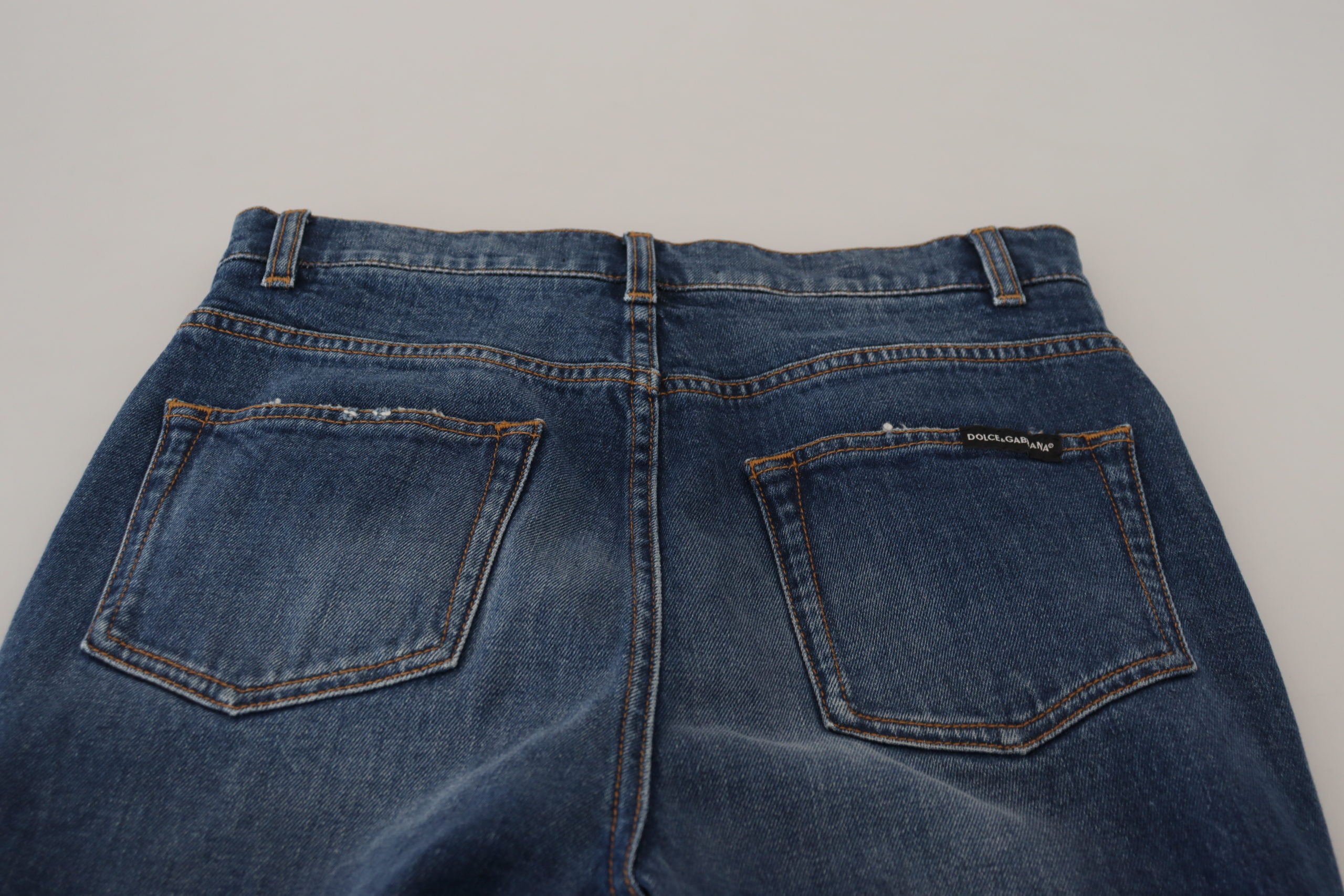 Blue Cotton High Waist Skinny Denim Jeans - ventzia