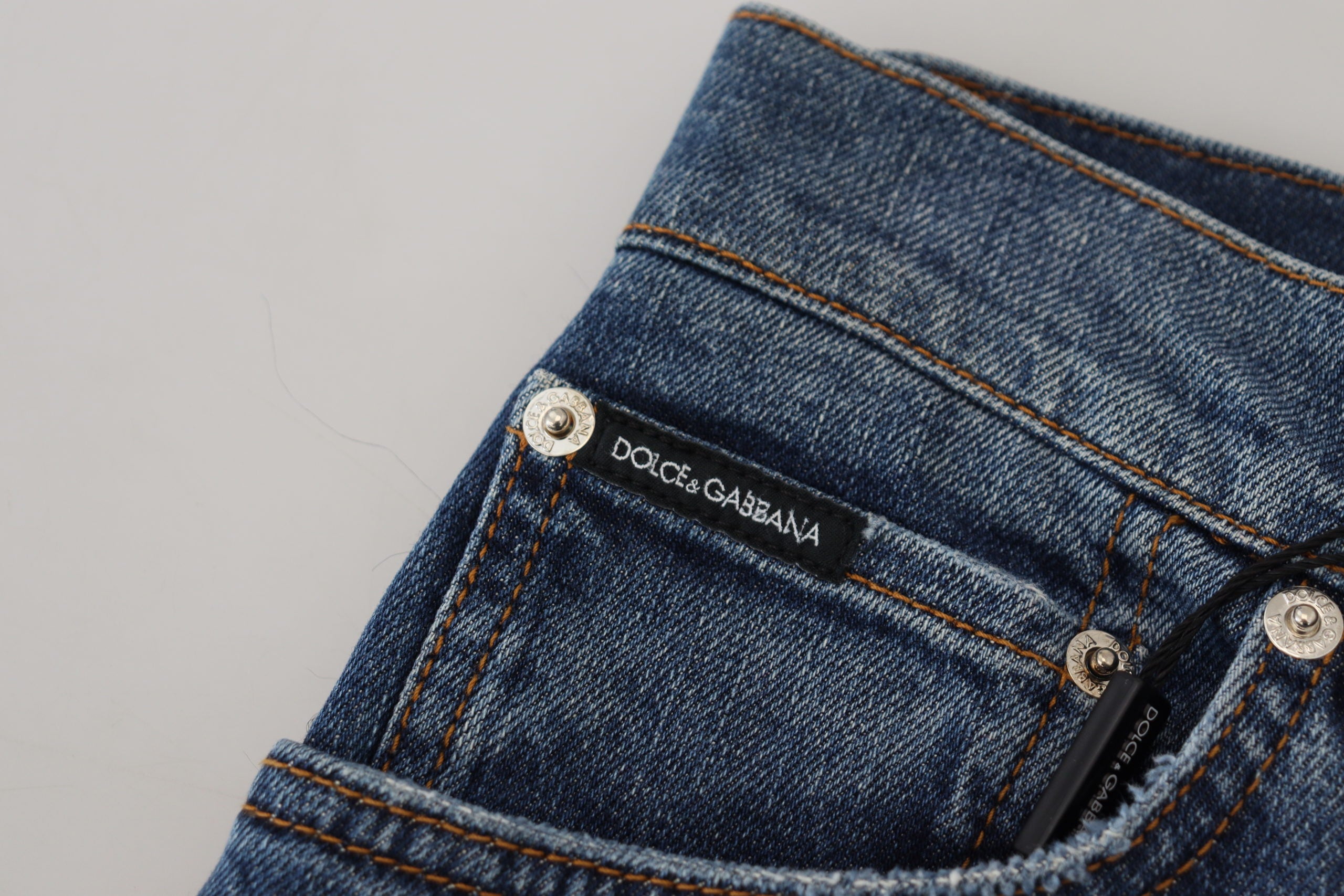 Blue Checkered Back Skinny Denim Jeans - ventzia