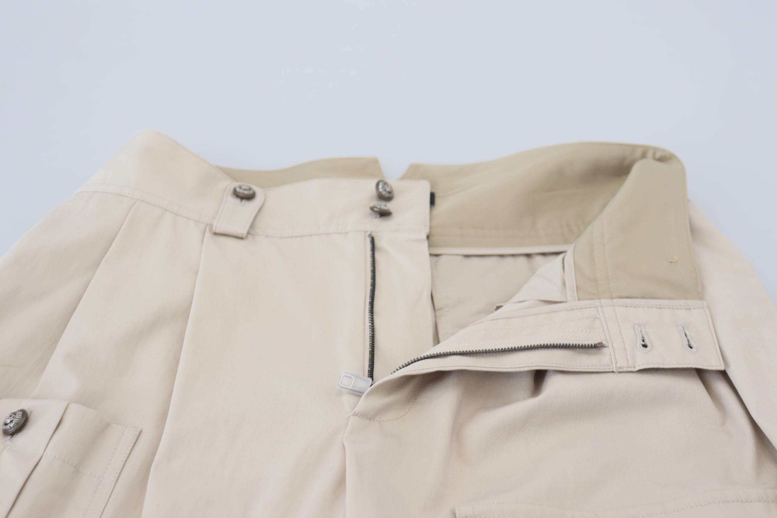 Beige Cotton Women Cargo Pants - ventzia